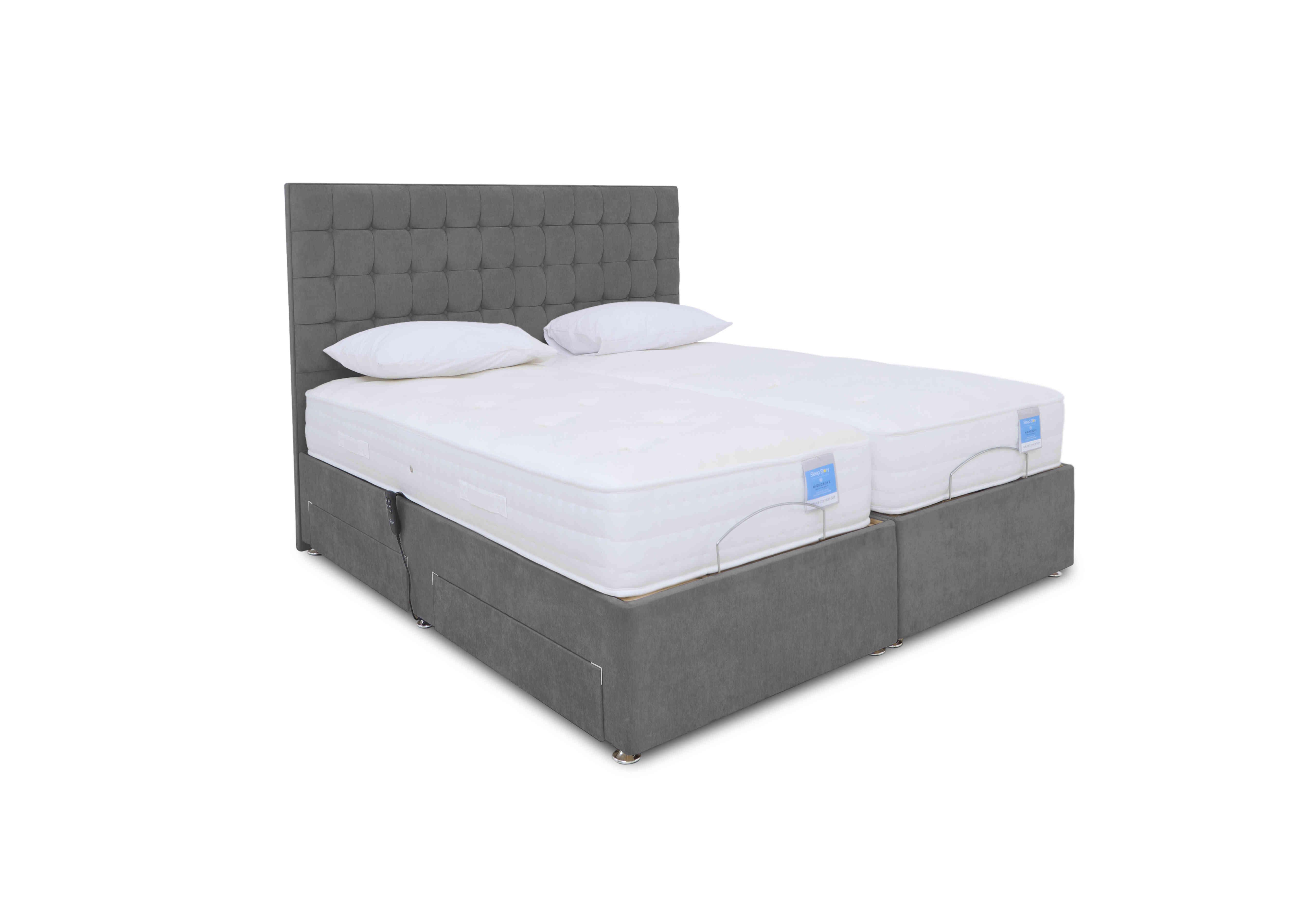 Natural Comfort Adjustable Divan Bed in Plush Arctic Grey on Furniture Village