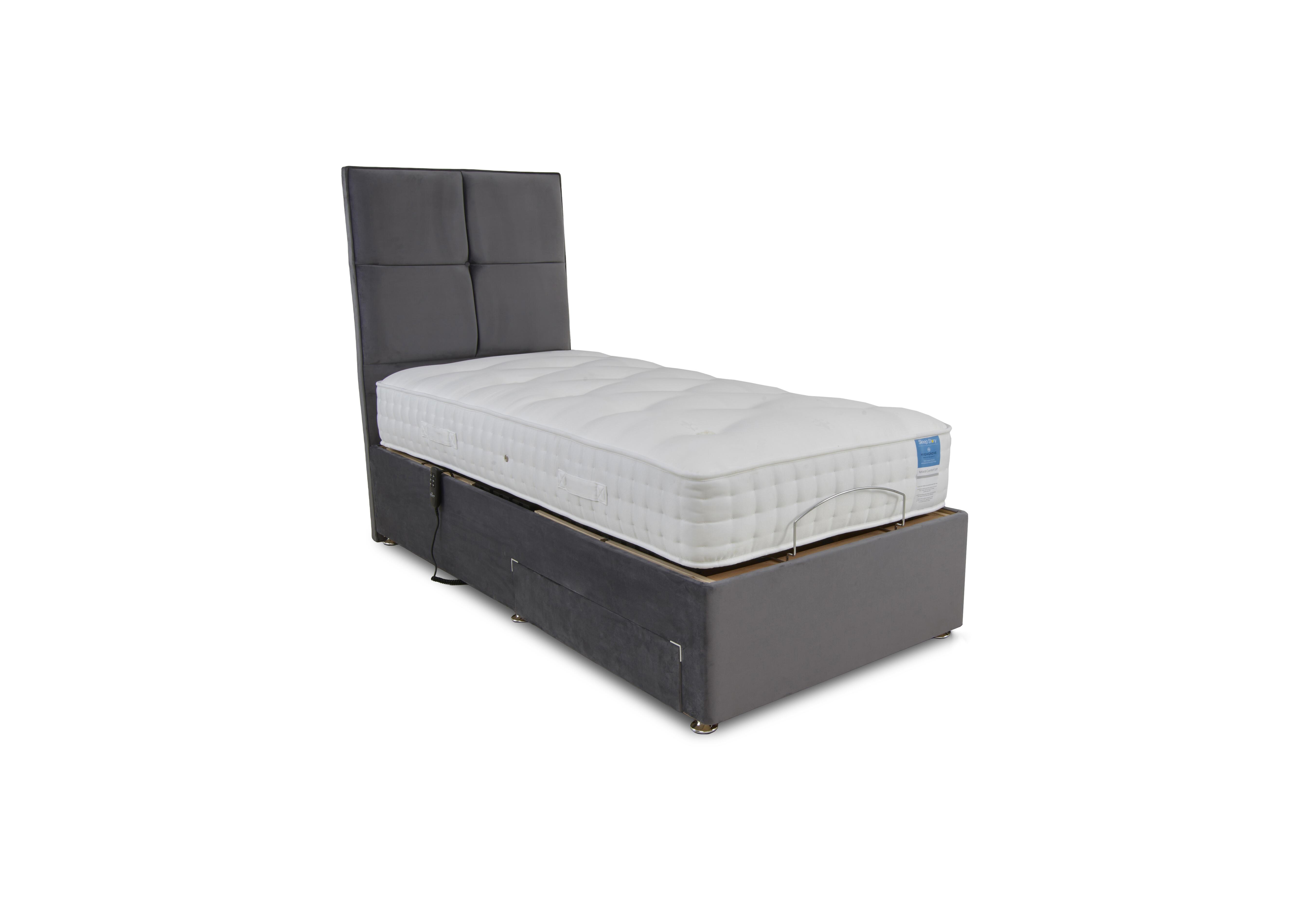 Natural Comfort Adjustable Divan Set in Plush Dark Grey on Furniture Village