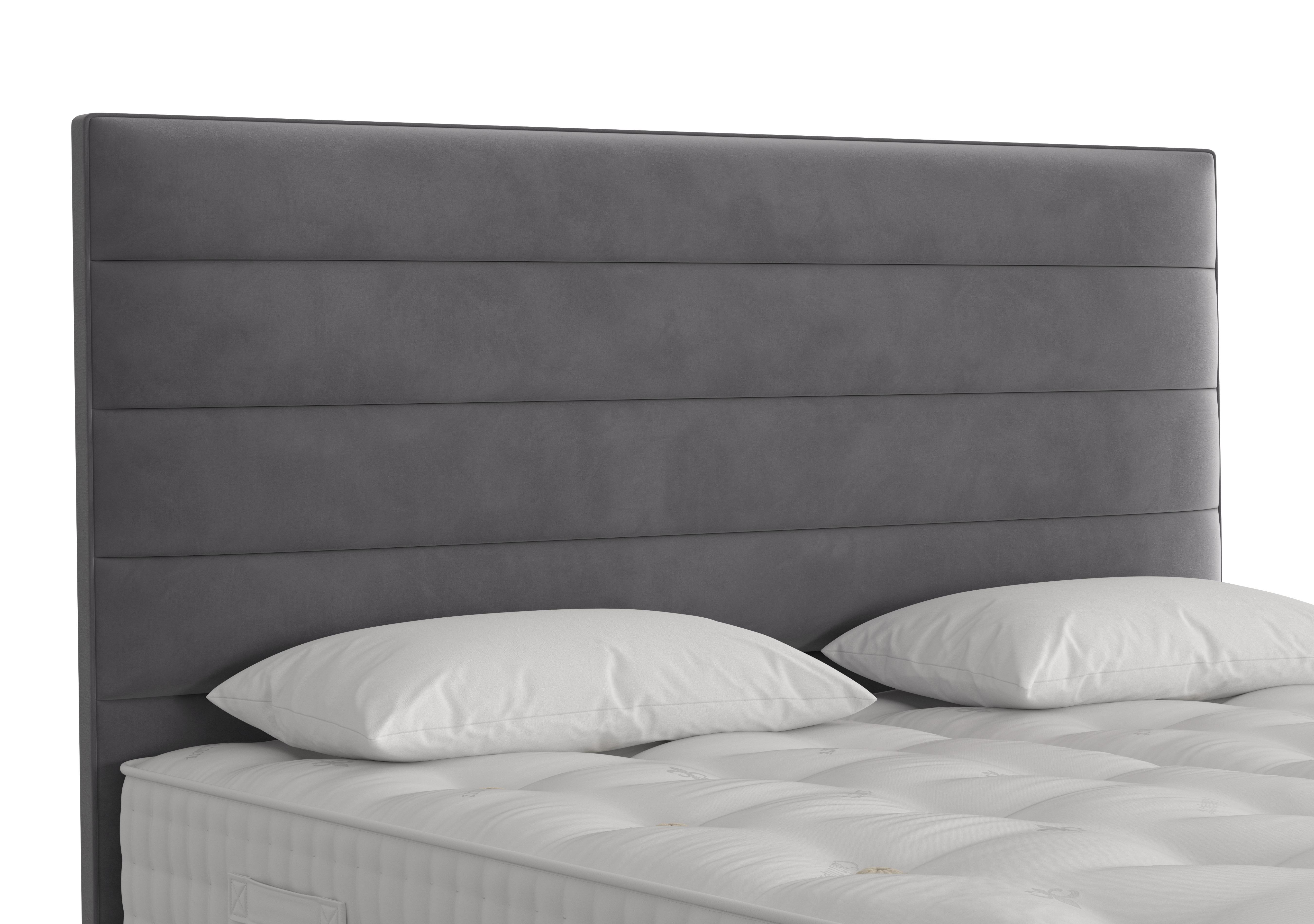 Horizon Floor Standing Headboard in Plush Arctic Grey on Furniture Village