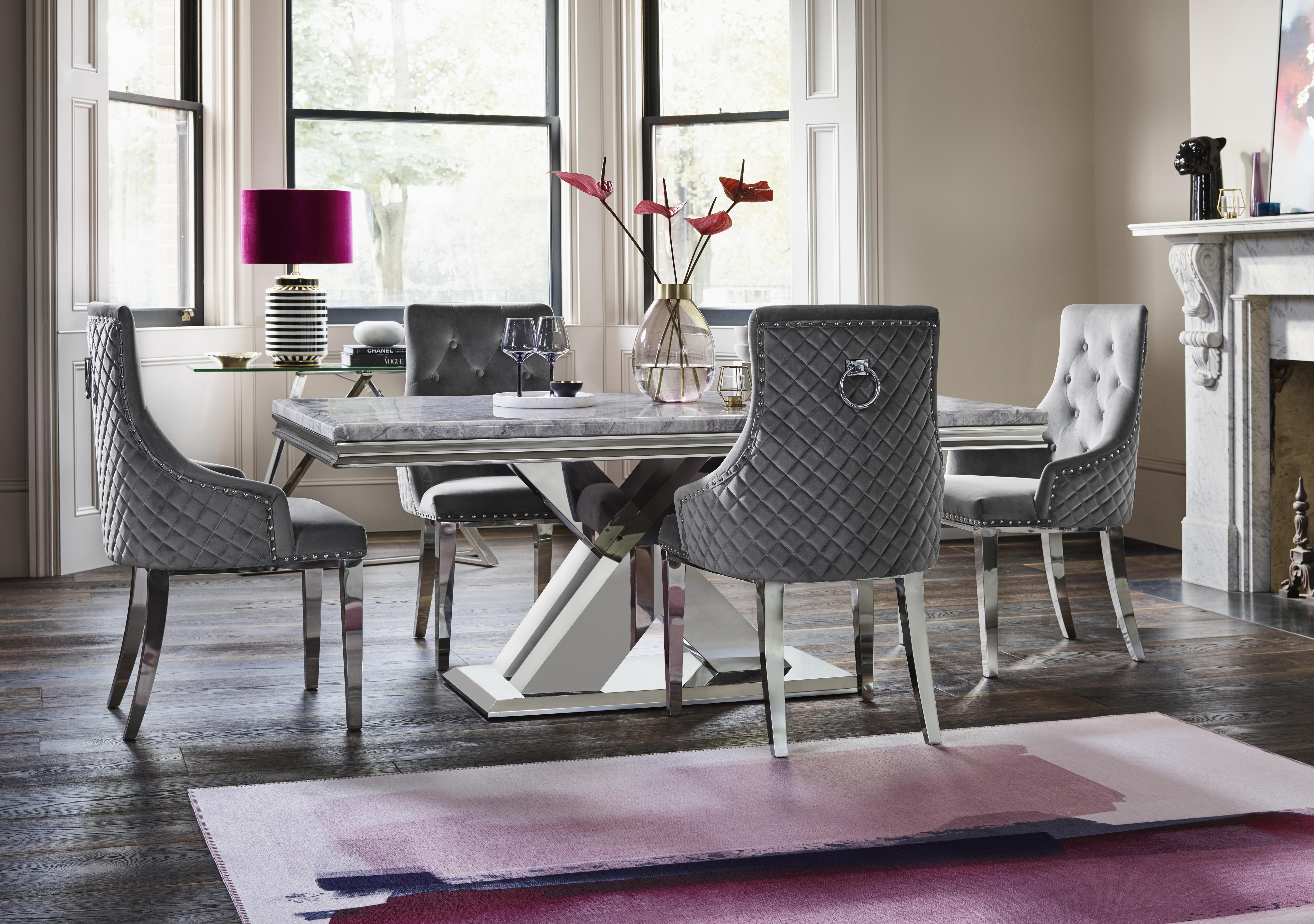 Dolce Small Dining Table and 4 Button Back Chairs in  on Furniture Village