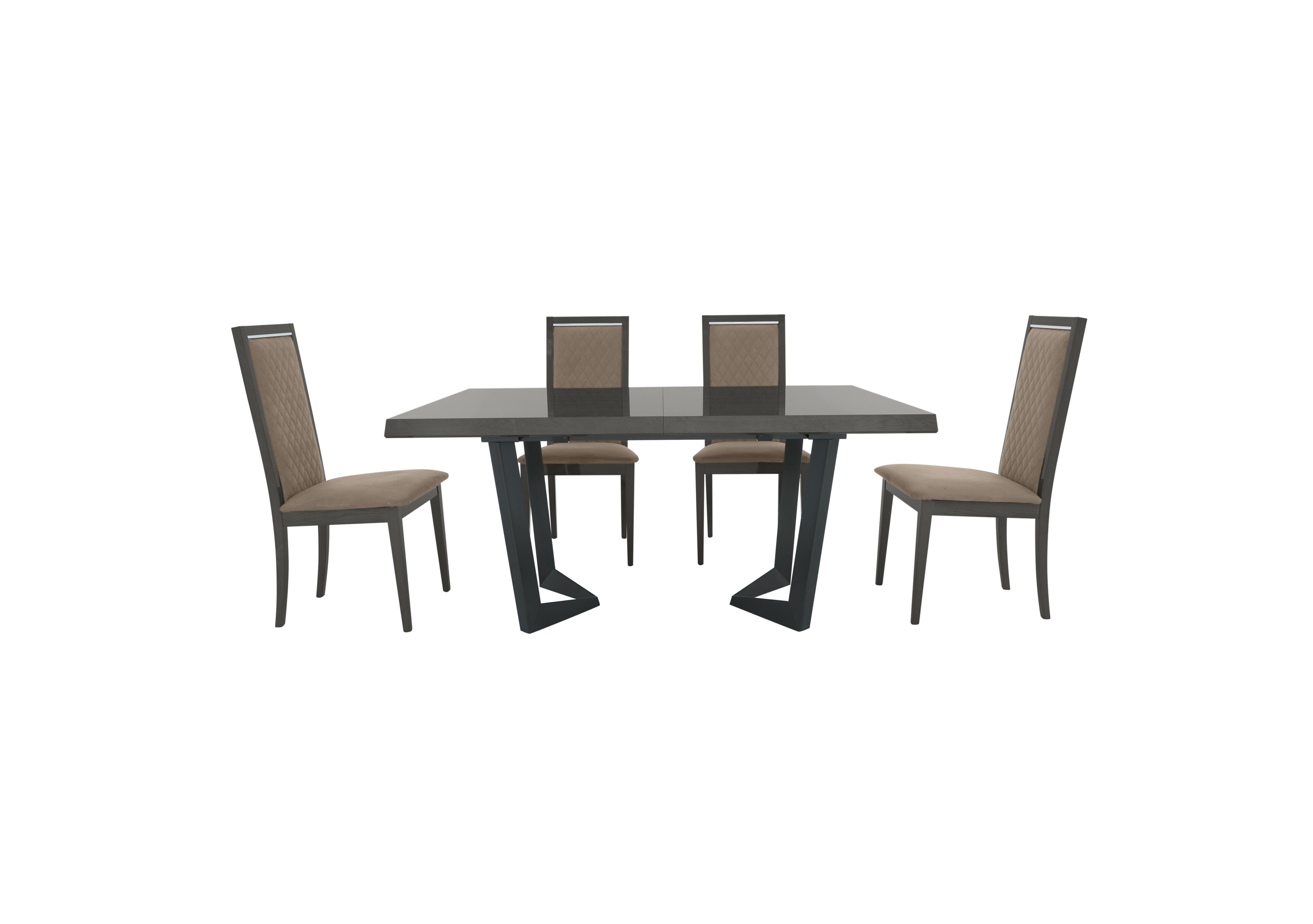 Palazzo 160cm Extending Dining Table in Silver Birch with 4 Rombi Dining Chairs in Aquos 125 08 Taupe on Furniture Village