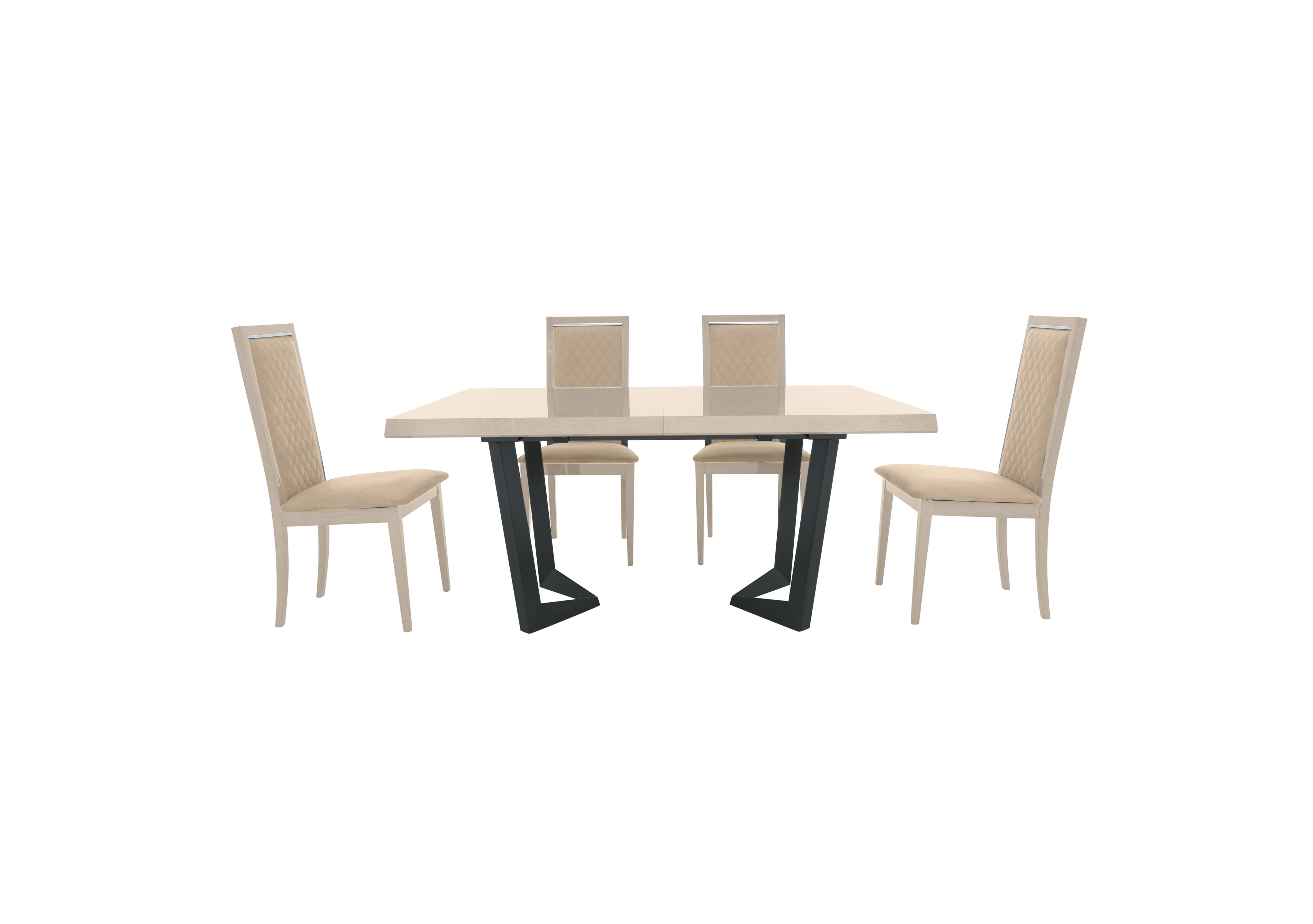 Palazzo 160cm Extending Dining Table in Sand Birch with 4 Rombi Dining Chairs in Aquos 129 03 Cream on Furniture Village
