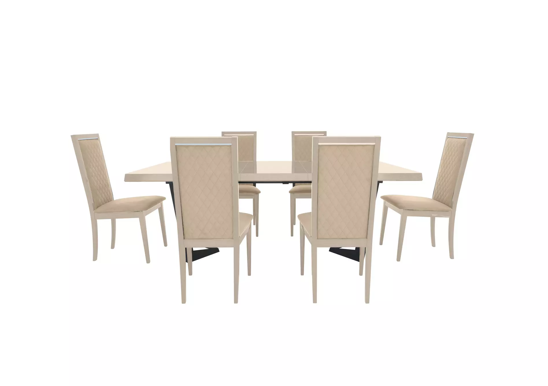 Palazzo 200cm Extending Dining Table in Sand Birch with 6 Rombi Dining Chairs