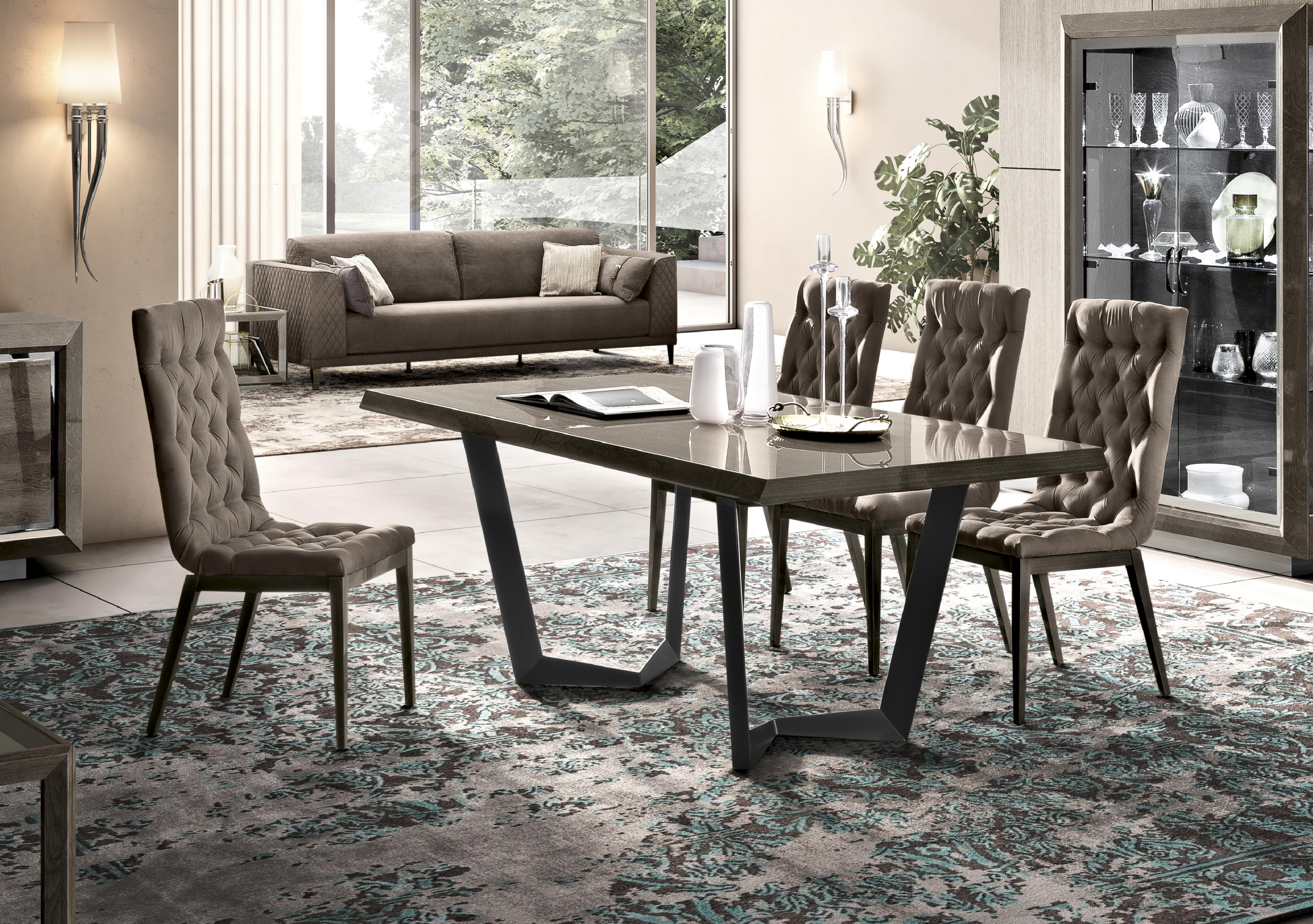 Palazzo 160cm Extending Dining Table in Silver Birch with 4 Capitonne Buttoned Dining Chairs in  on Furniture Village