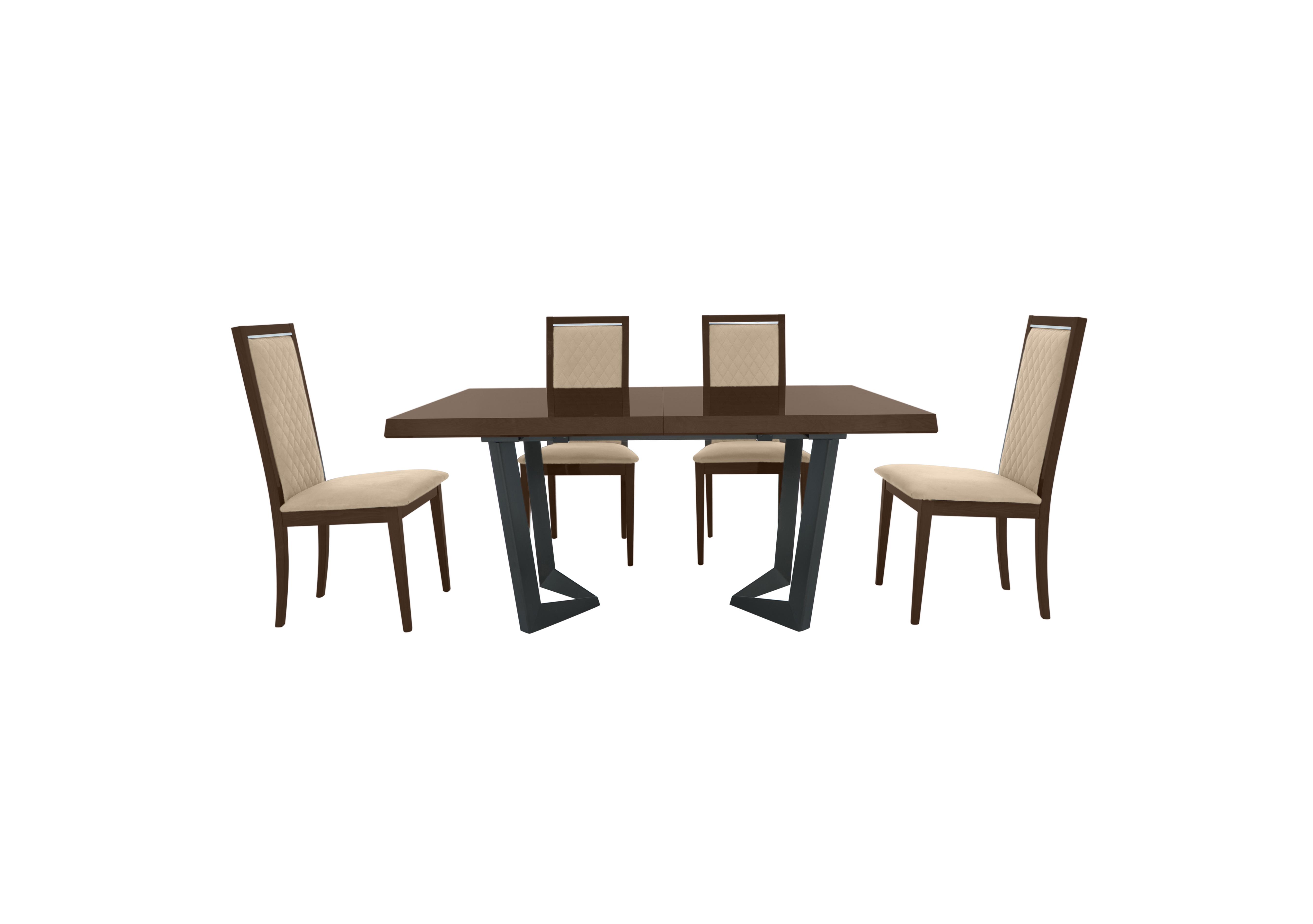 Palazzo 160cm Extending Dining Table in Dark Walnut with 4 Rombi Dining Chairs in Aquos 129 03 Cream on Furniture Village