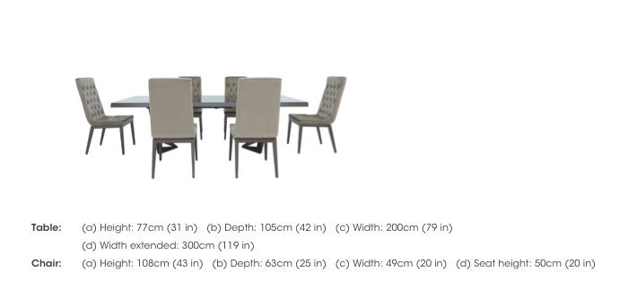 Palazzo 200cm Extending Dining Table in Sand Birch with 6 Capitonne Buttoned Dining Chairs in  on Furniture Village