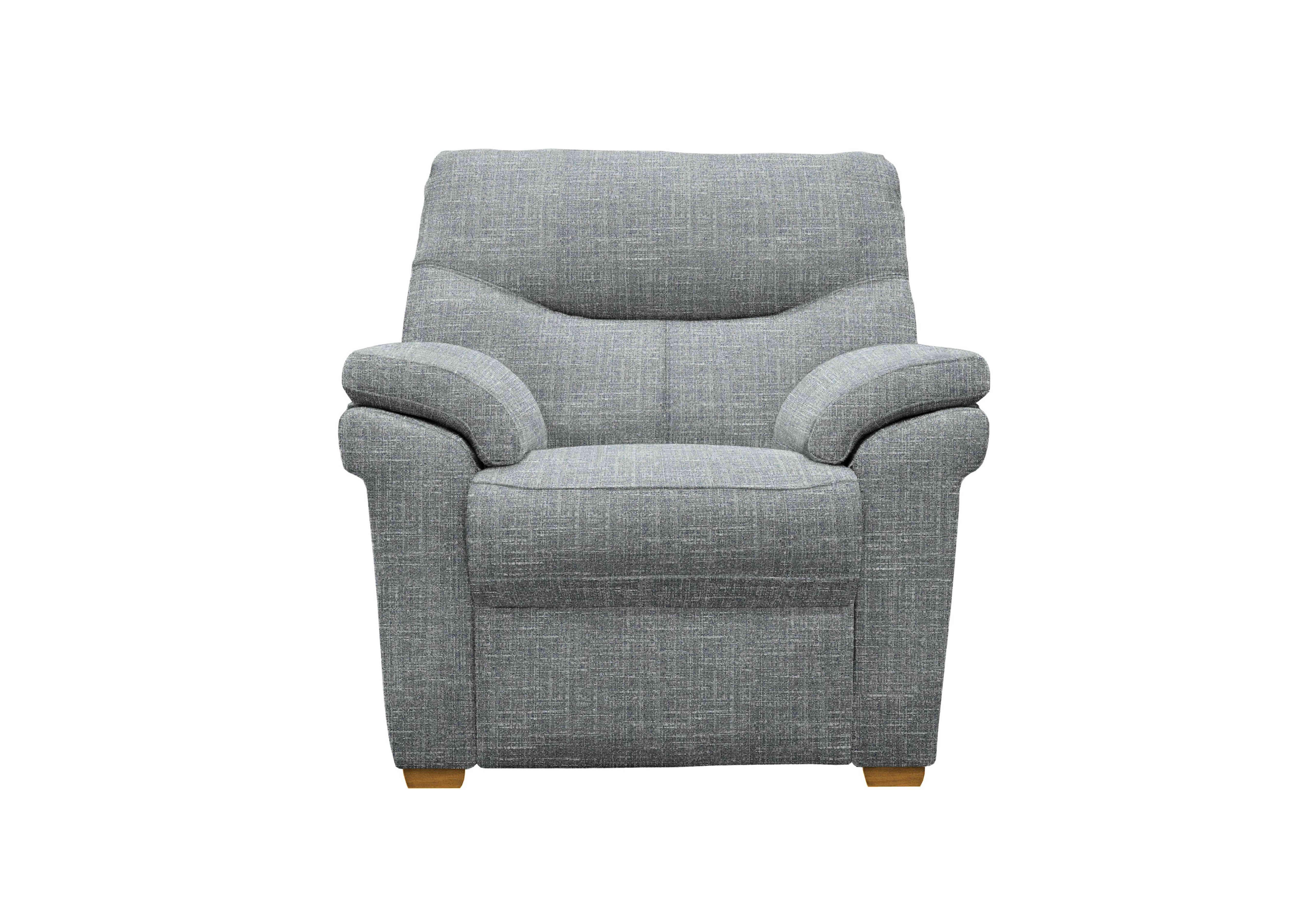 Seattle Fabric Armchair with Wooden Feet in A020 Dapple Kingfisher Ok on Furniture Village