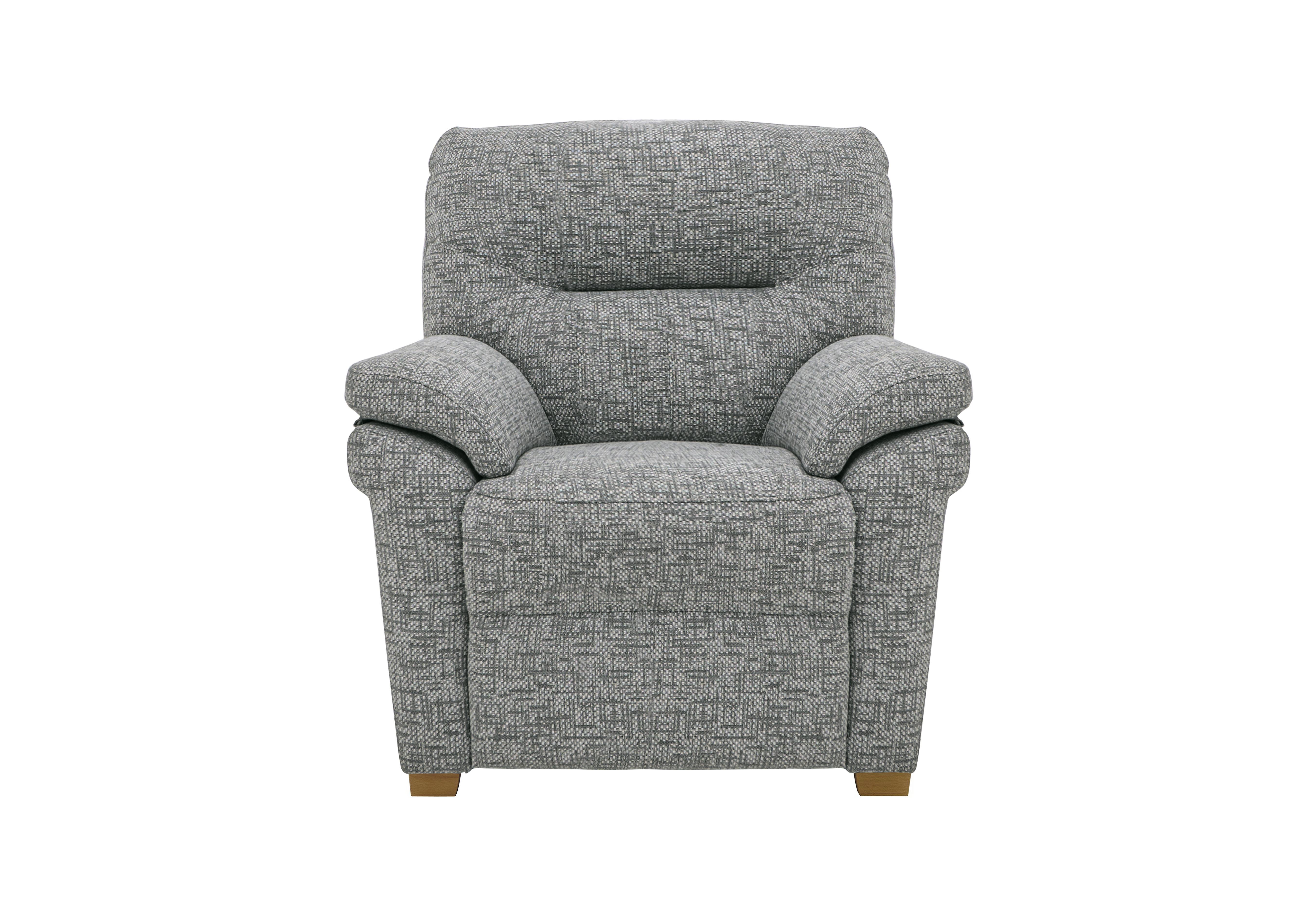 Seattle Fabric Armchair with Wooden Feet in B030 Remco Light Grey Ok on Furniture Village