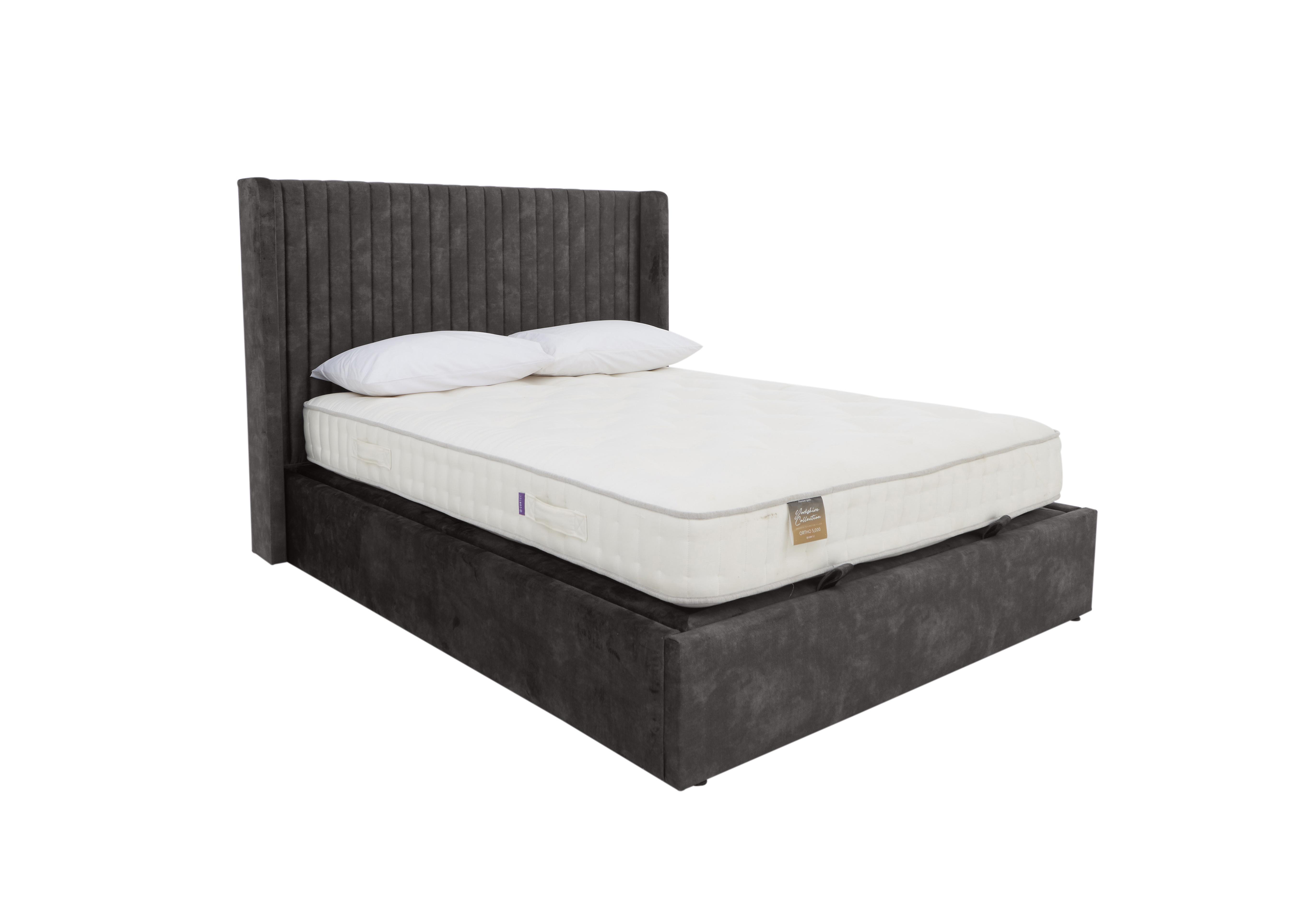 Alves Ottoman Bed Frame in Krystal Charcoal on Furniture Village