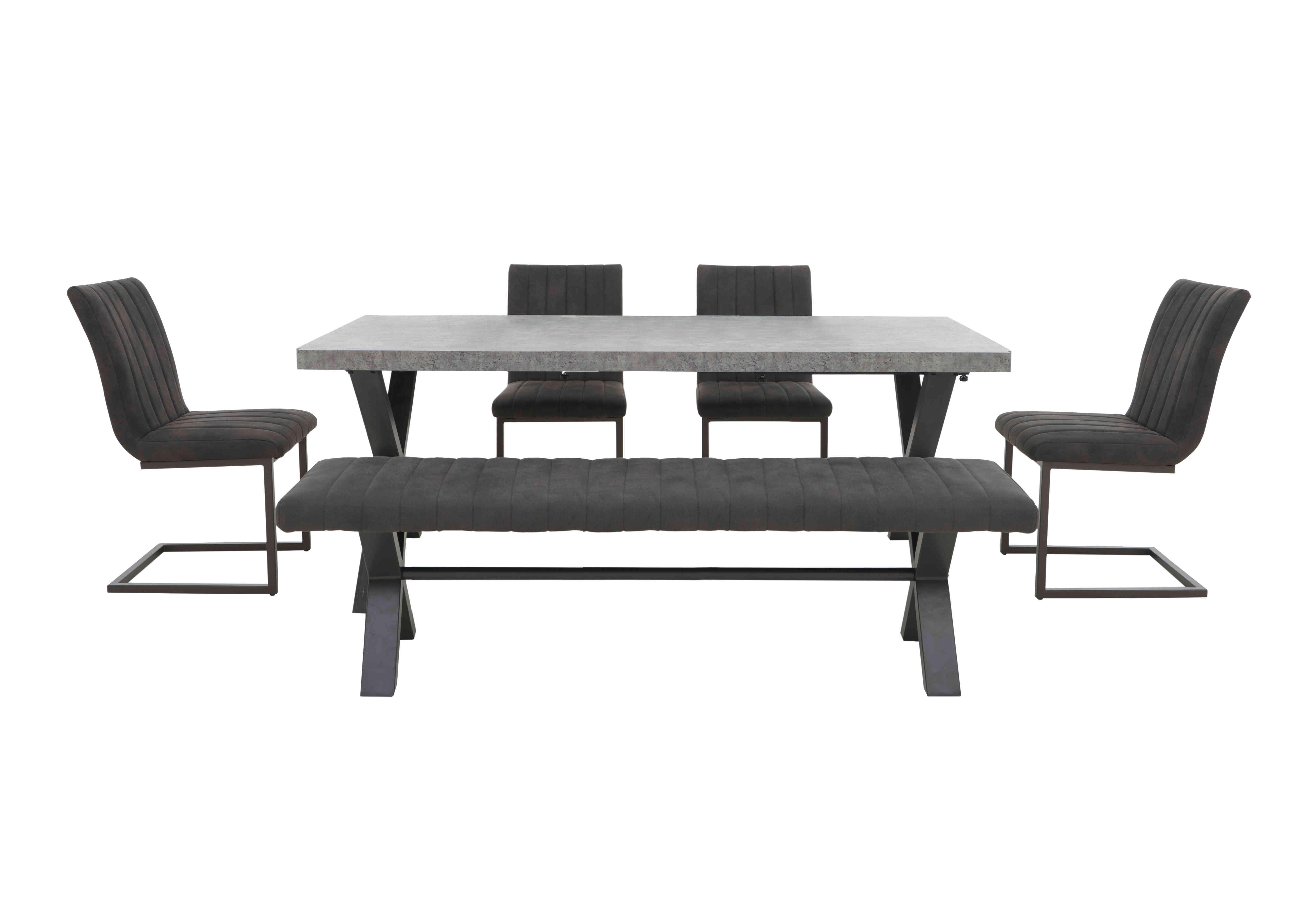 Moon Dining Table with 4 Cantilever Dining Chairs and Dining Bench Set in  on Furniture Village
