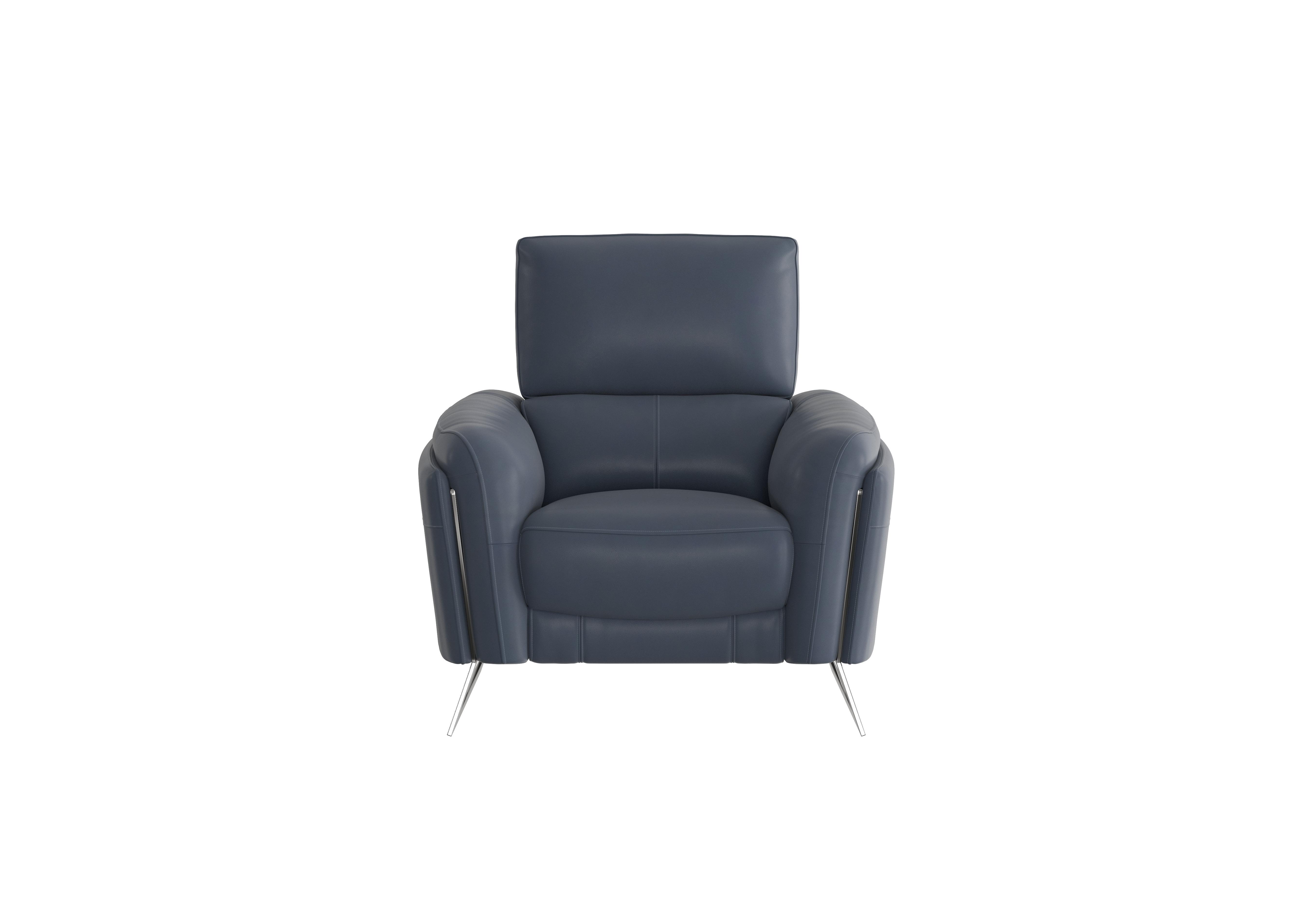 Amarilla Leather Armchair in Bv-313e Ocean Blue on Furniture Village