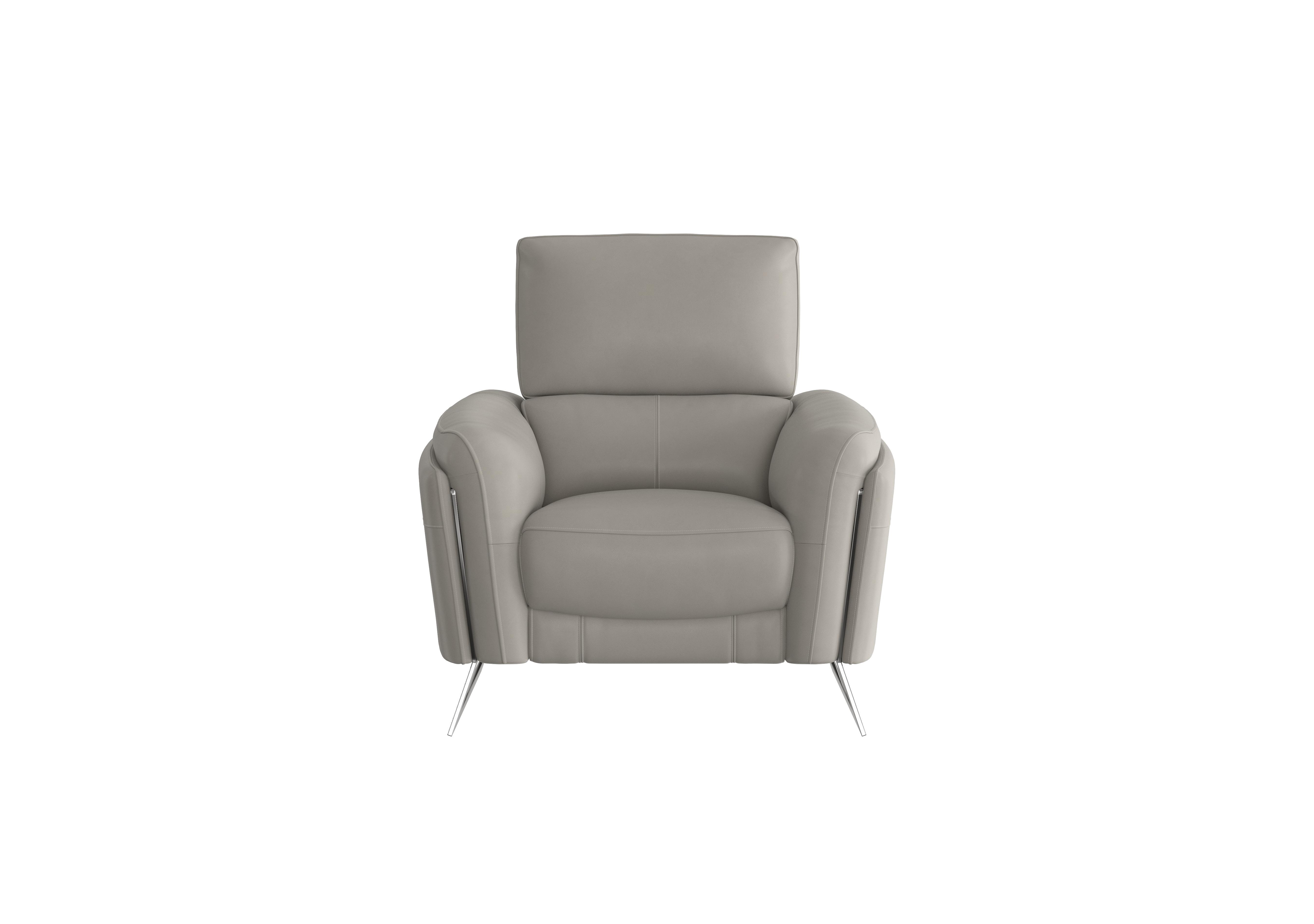 Amarilla Leather Armchair in Bv-946b Silver Grey on Furniture Village