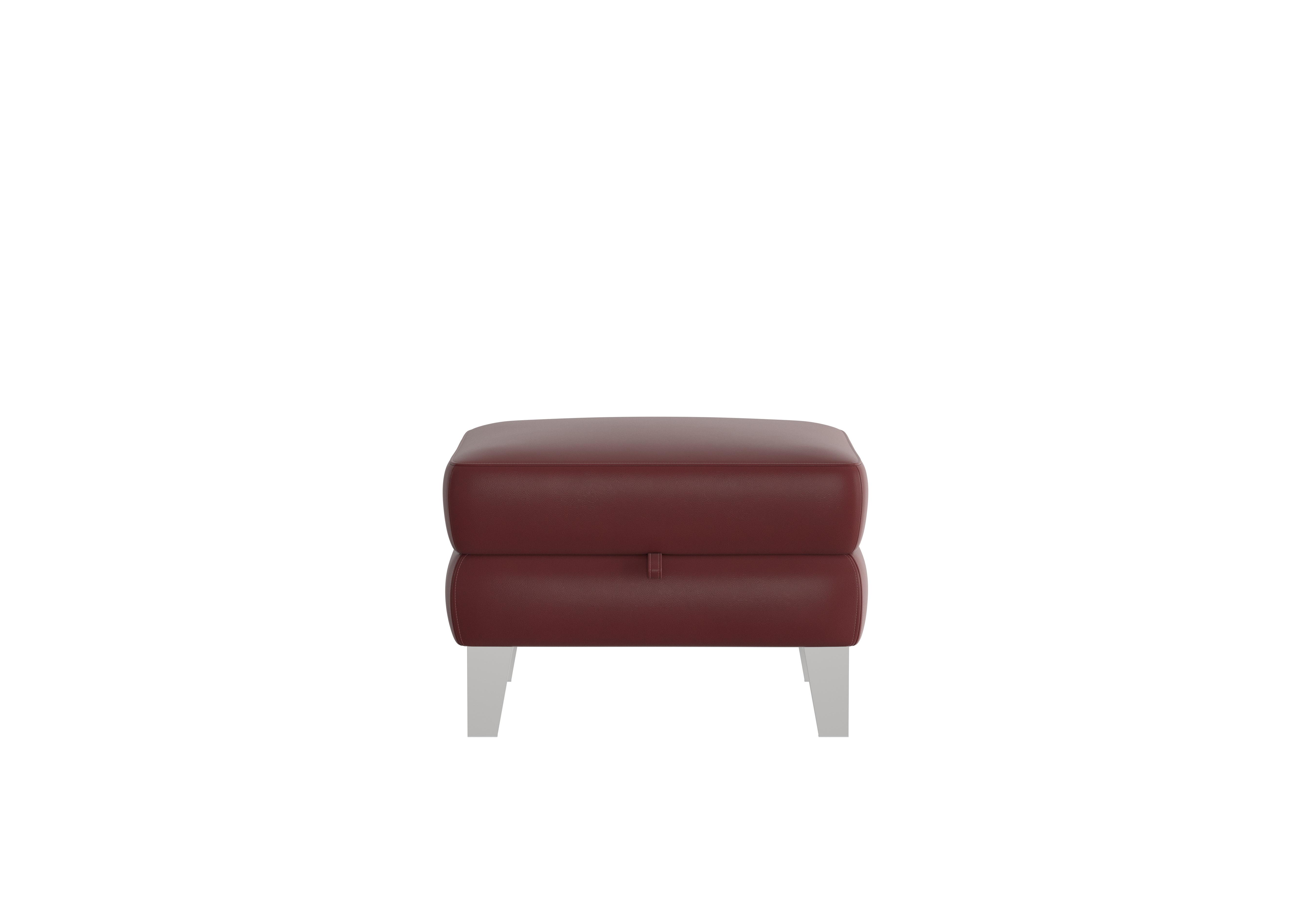 Amarilla Leather Storage Footstool in Bv-035c Deep Red on Furniture Village