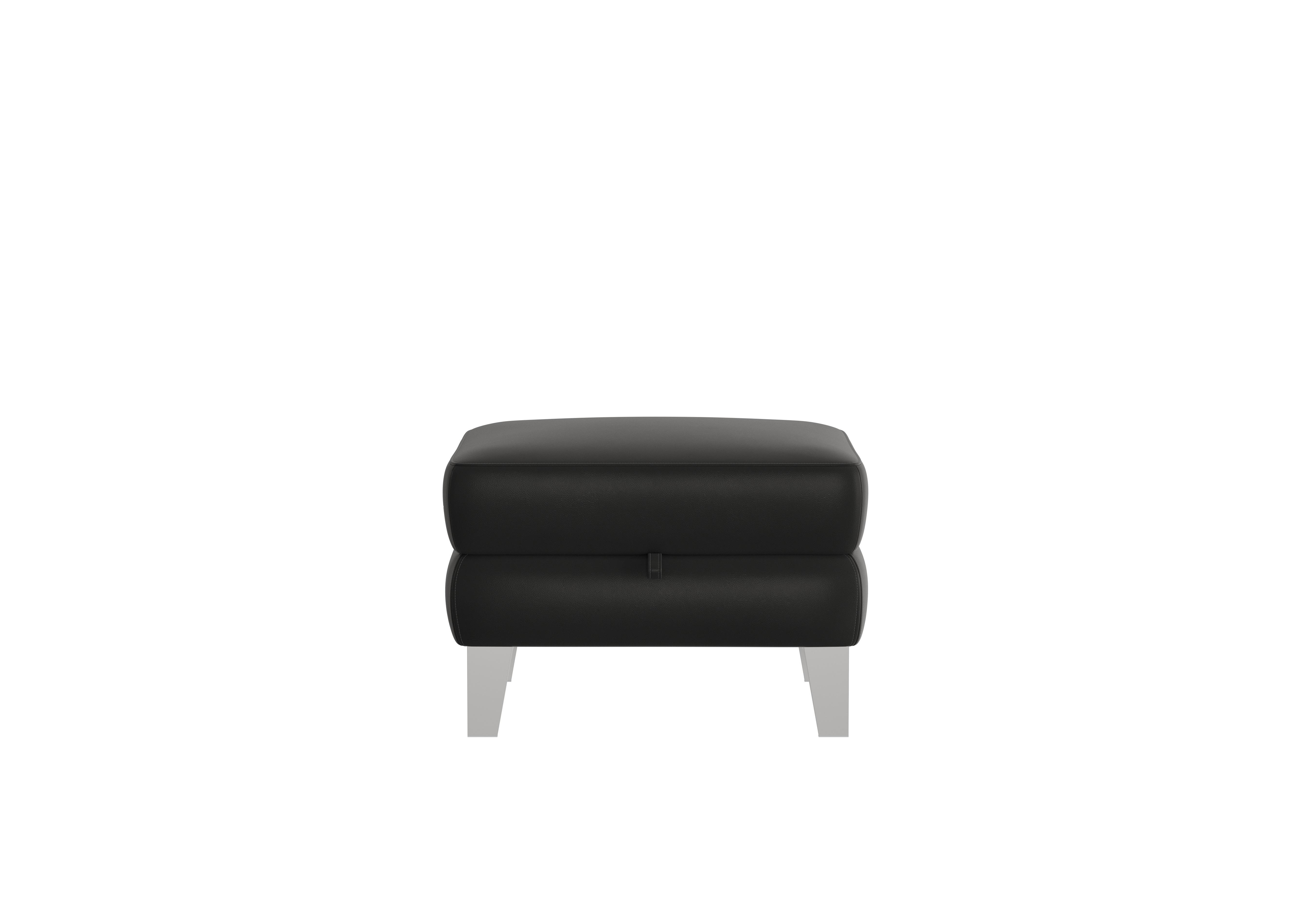 Amarilla Leather Storage Footstool in Bv-3500 Classic Black on Furniture Village