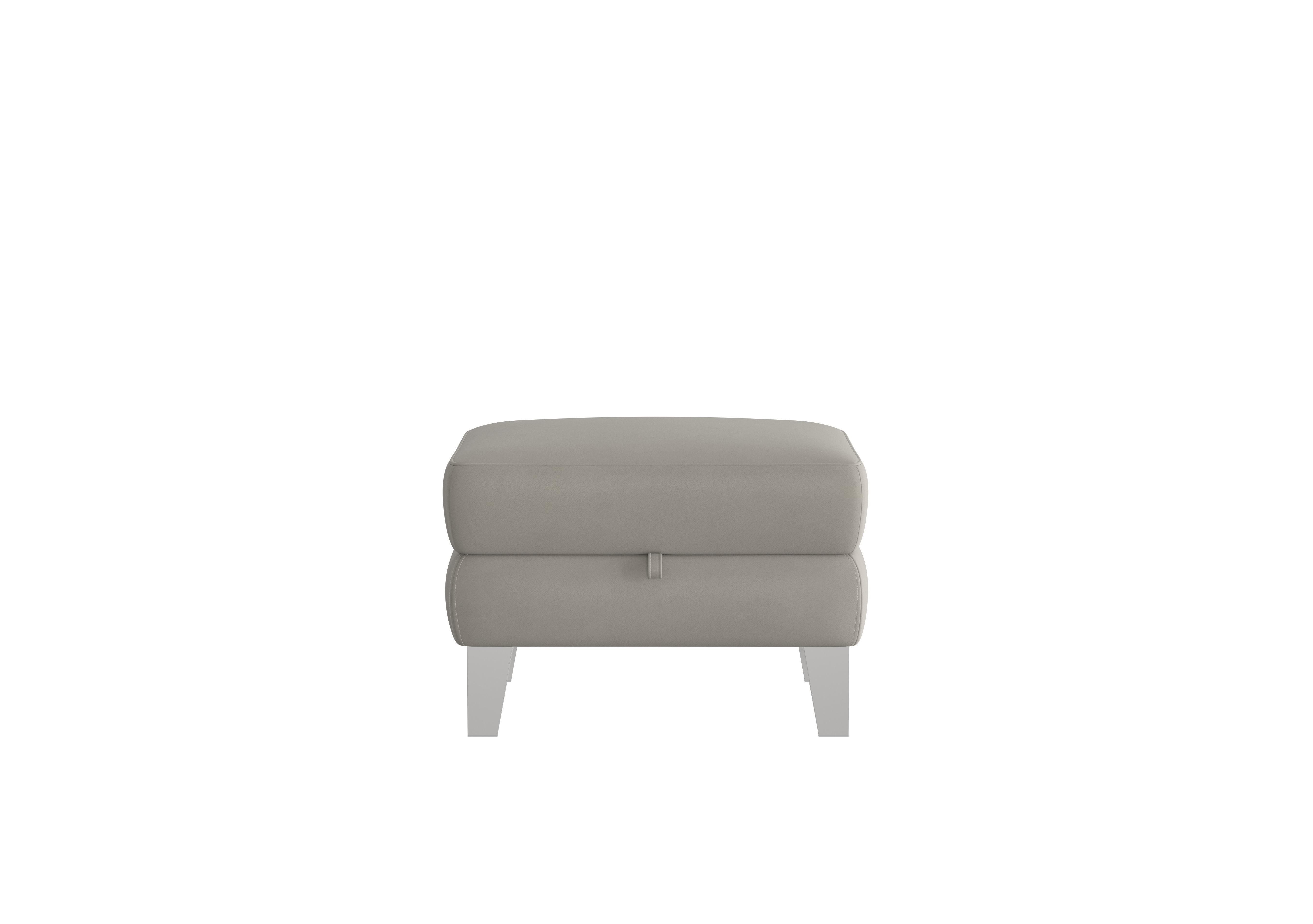 Amarilla Leather Storage Footstool in Bv-946b Silver Grey on Furniture Village
