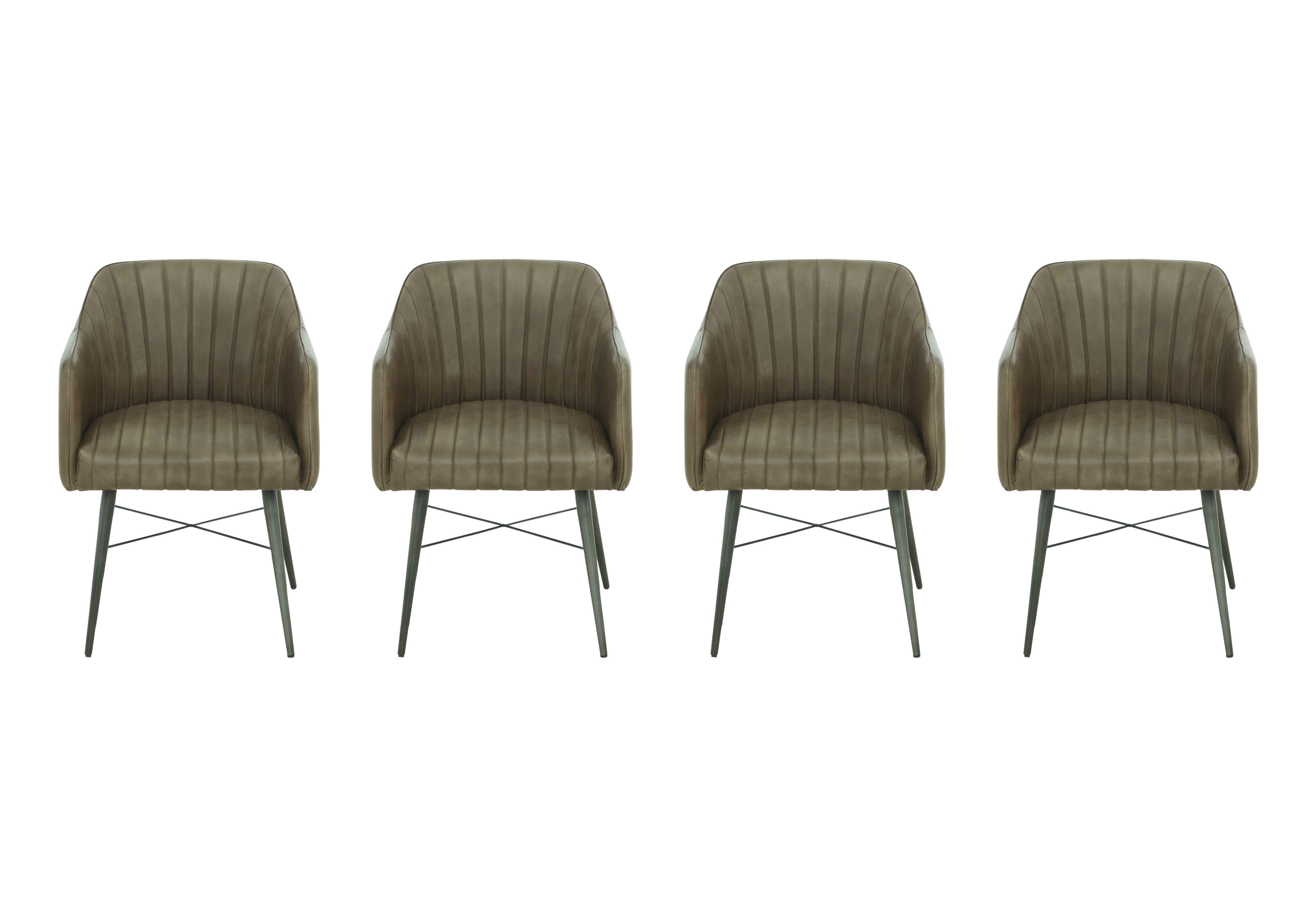 Max Set of 4 Leather Dining Chairs in Olive on Furniture Village