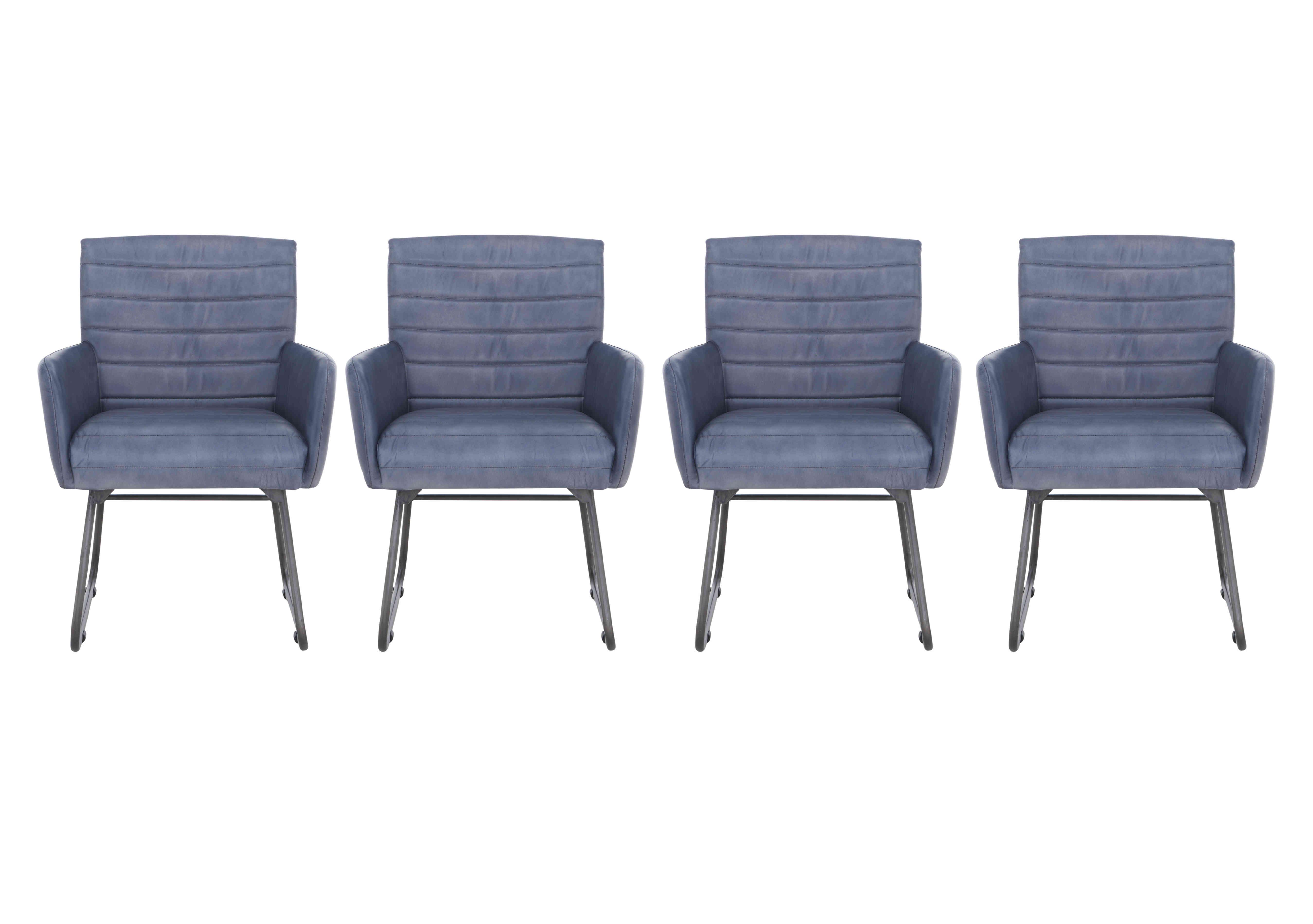 Sam Set of 4 Leather Dining Chairs in Steel Blue on Furniture Village