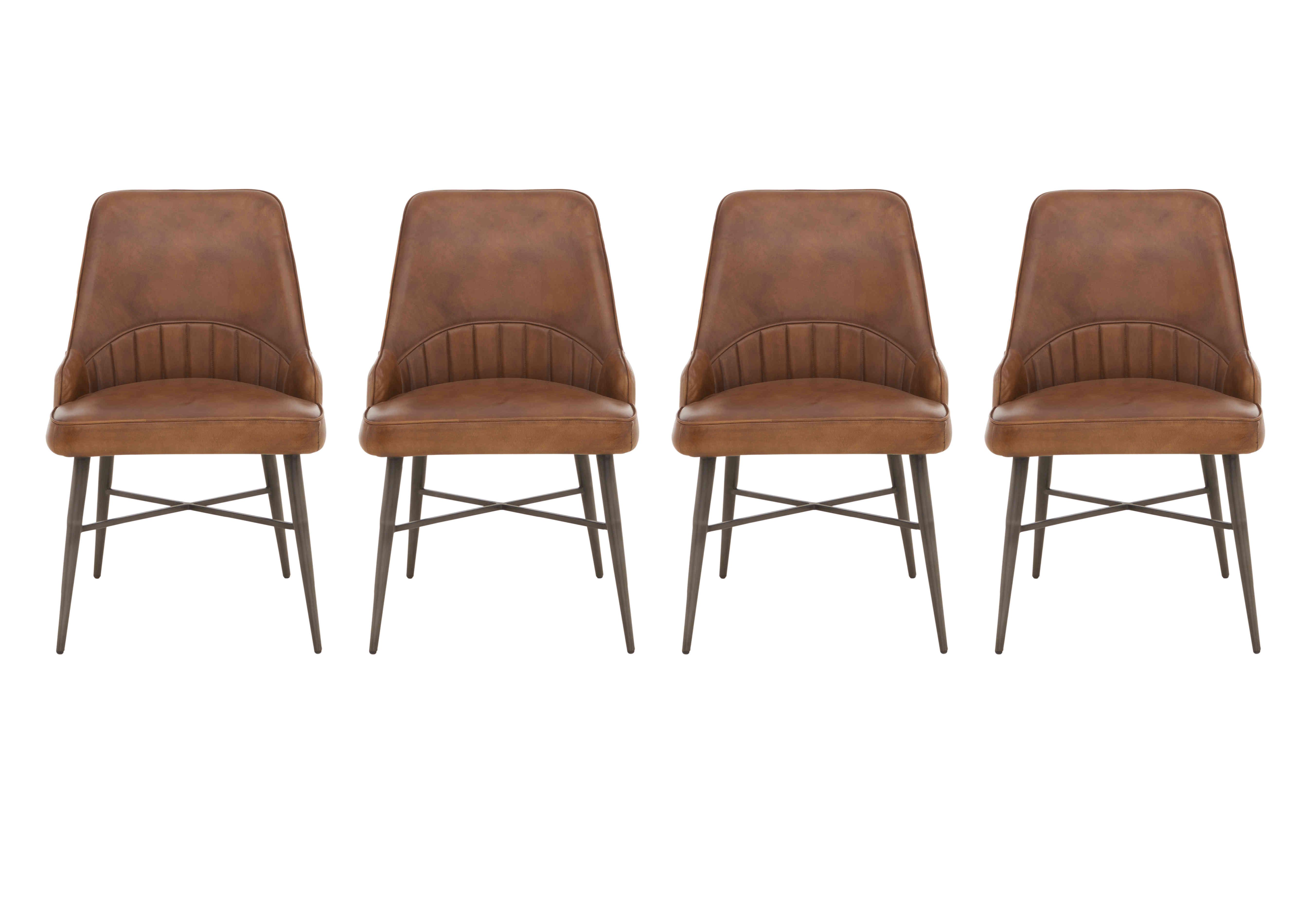 Val Set of 4 Leather Dining Chairs in Walnut Brown on Furniture Village