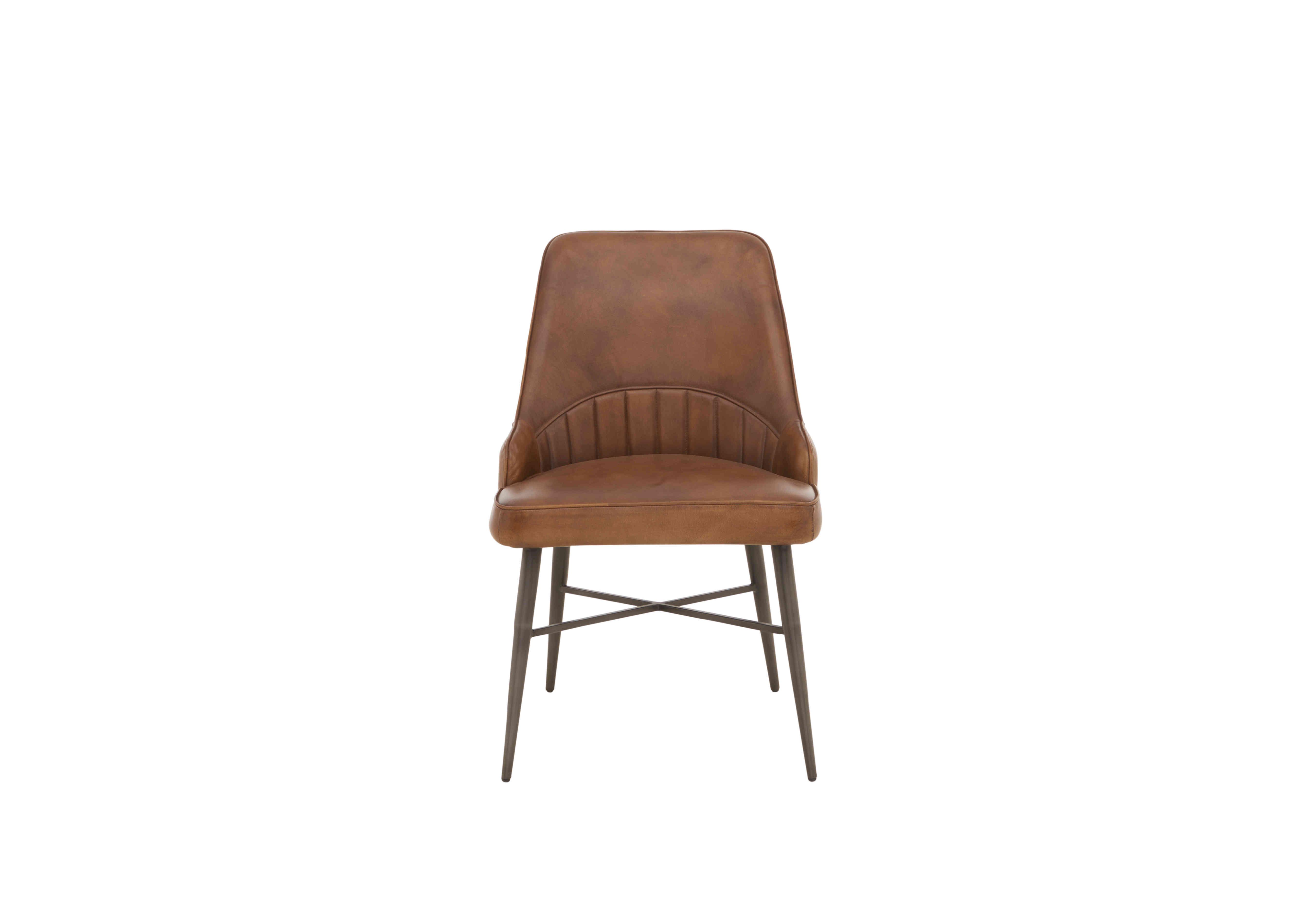 Val Leather Dining Chair in Walnut Brown on Furniture Village