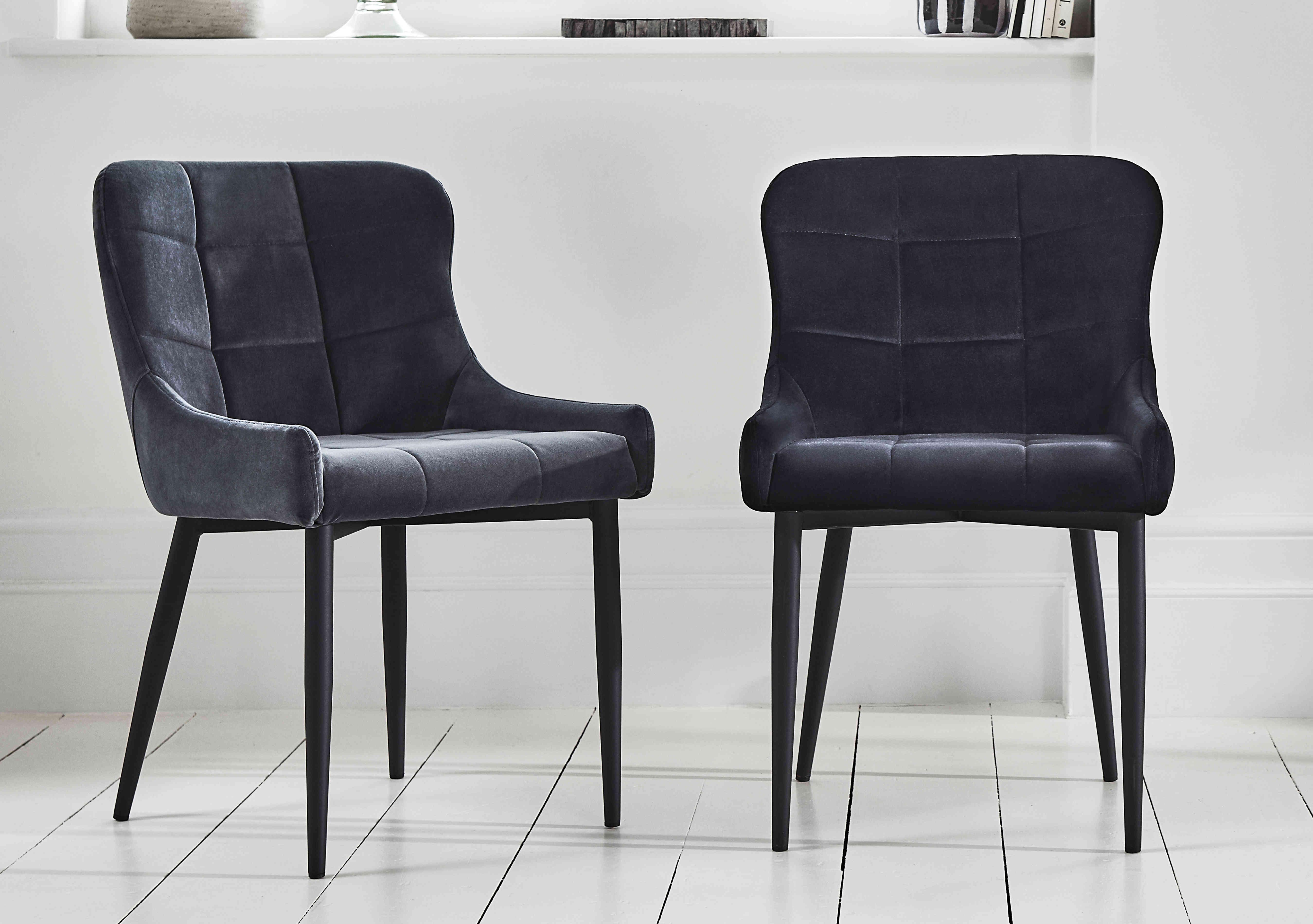 Kos Velvet Dining Chair in  on Furniture Village