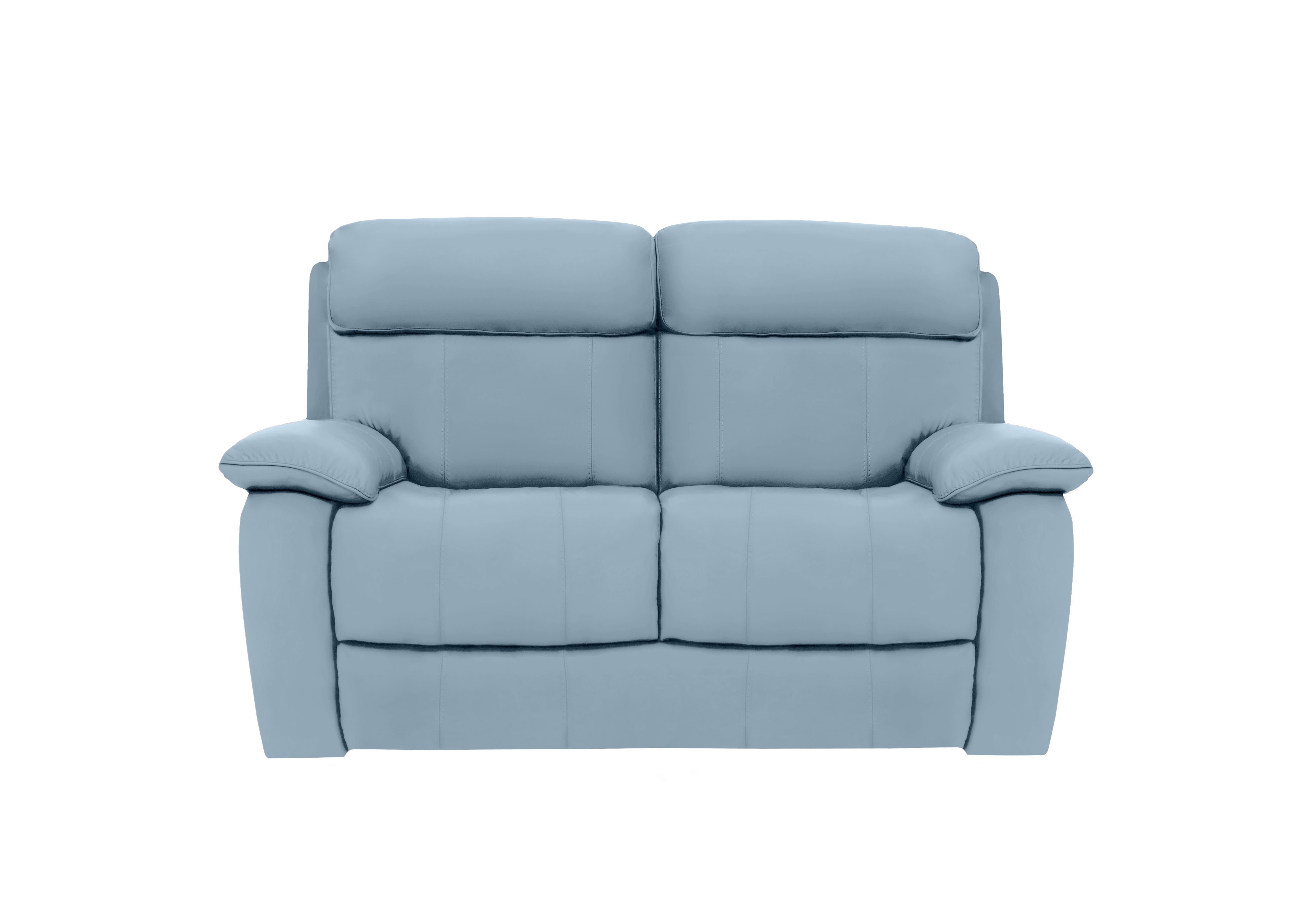 Moreno 2 Seater Leather Sofa in Nc-026e Pearl Blue on Furniture Village