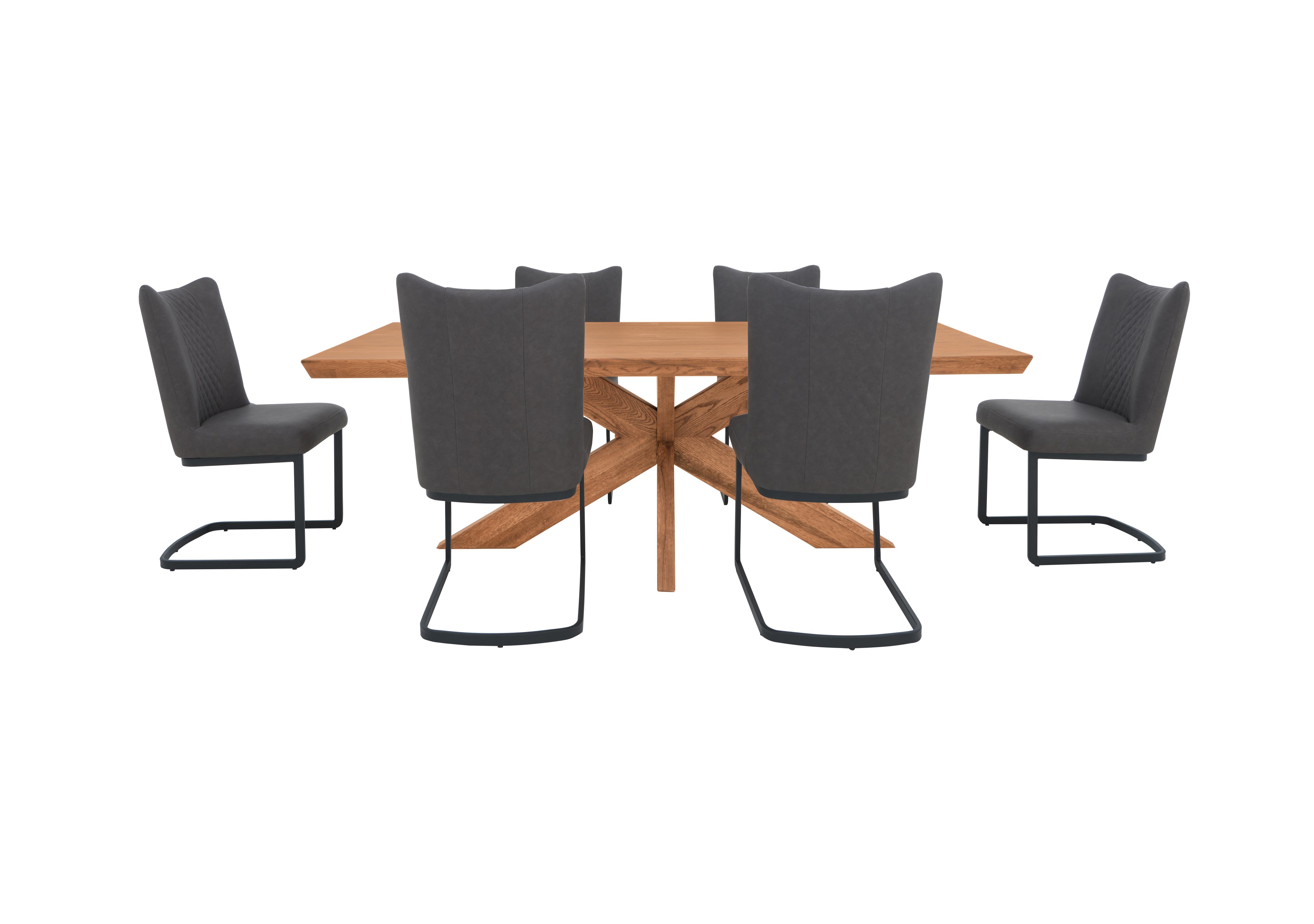 Loki Dining Table and 6 Grey Cantilever Dining Chairs Dining Set in Oiled on Furniture Village