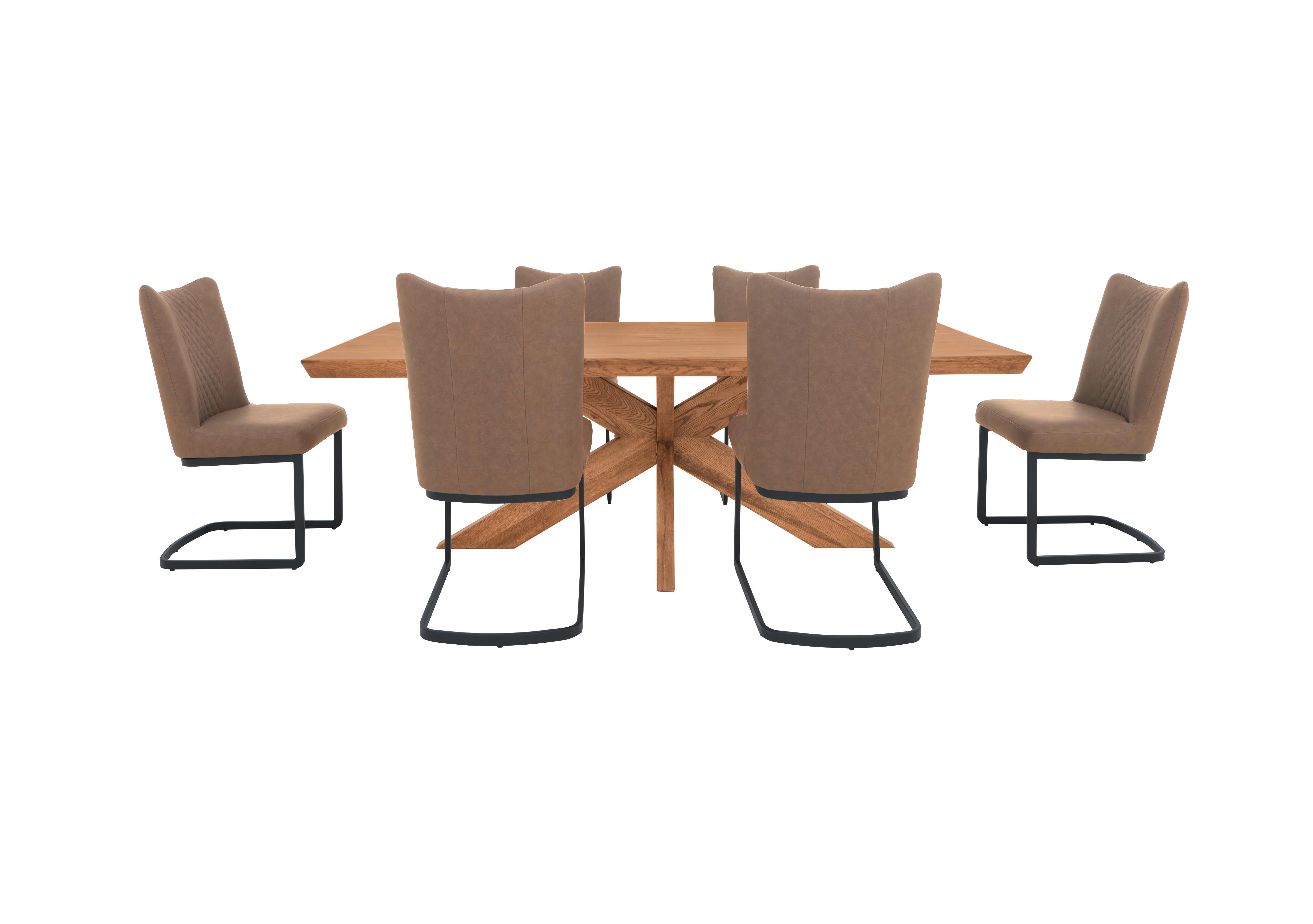 Loki Dining Table and 6 Brown Cantilever Dining Chairs Dining Set in Oiled on Furniture Village