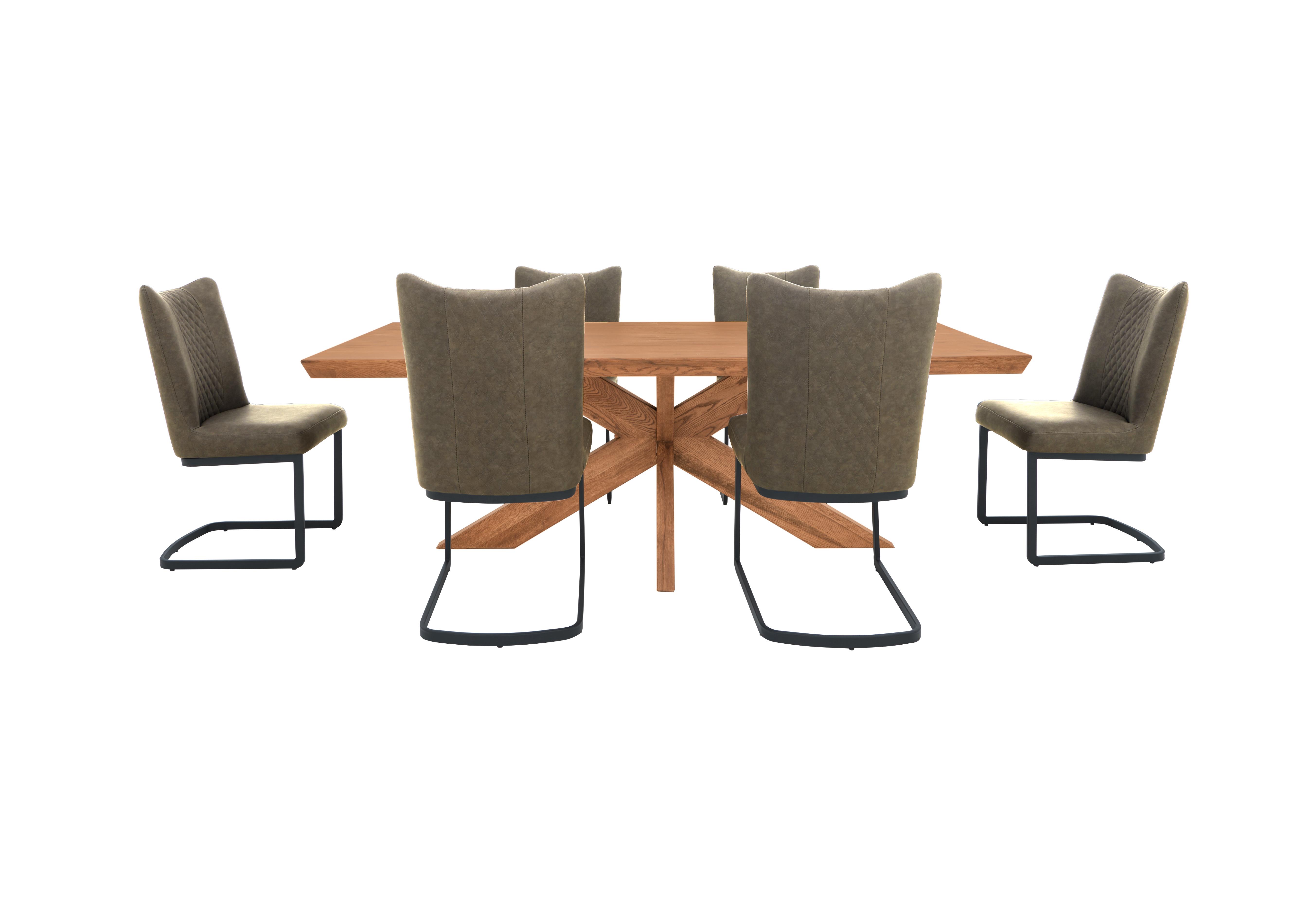 Loki Dining Table and 6 Olive Cantilever Dining Chairs Dining Set in Oiled on Furniture Village