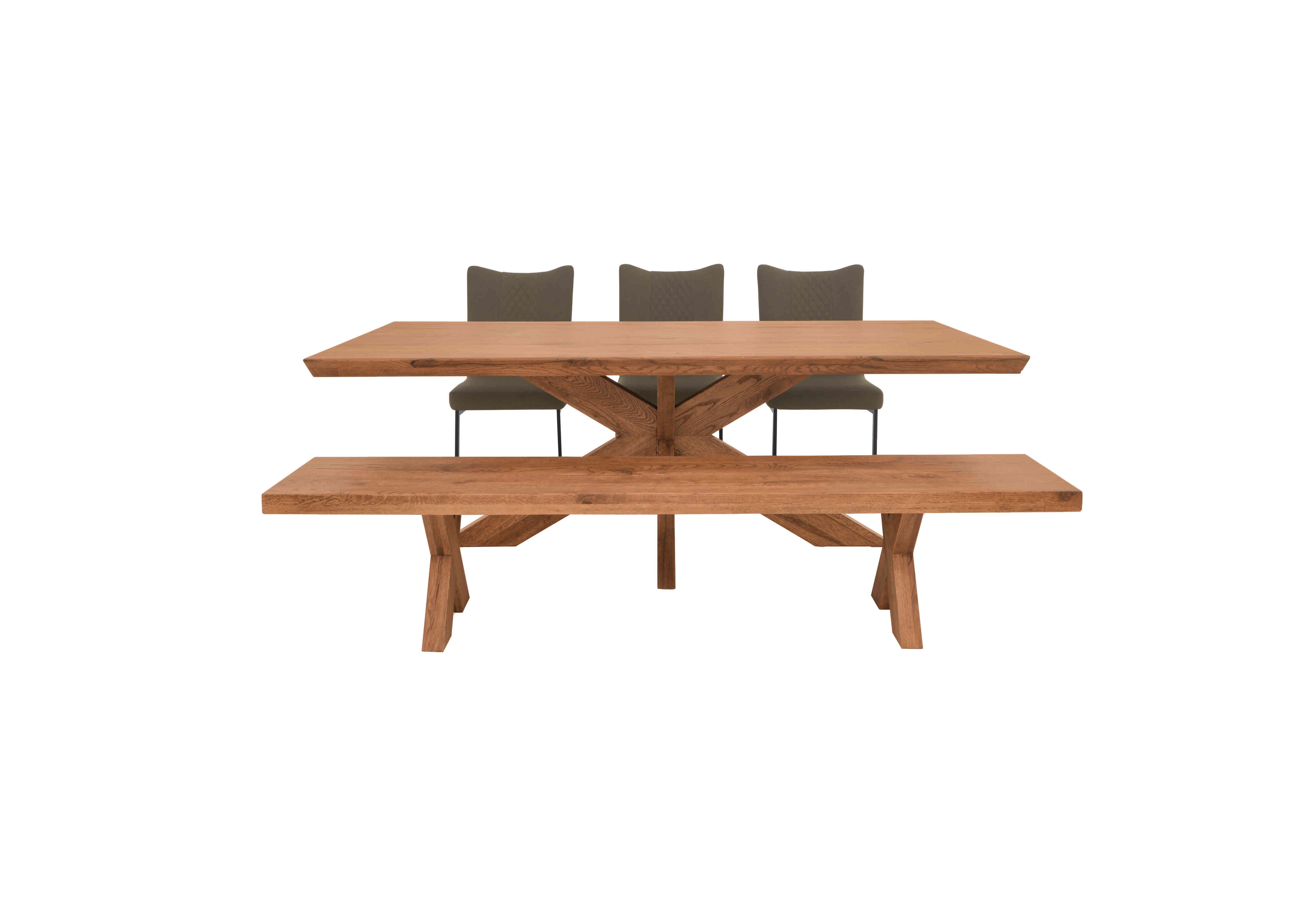 Loki Dining Table with 3 Olive Cantilever Dining Chairs and Dining Bench Dining Set in Oiled on Furniture Village