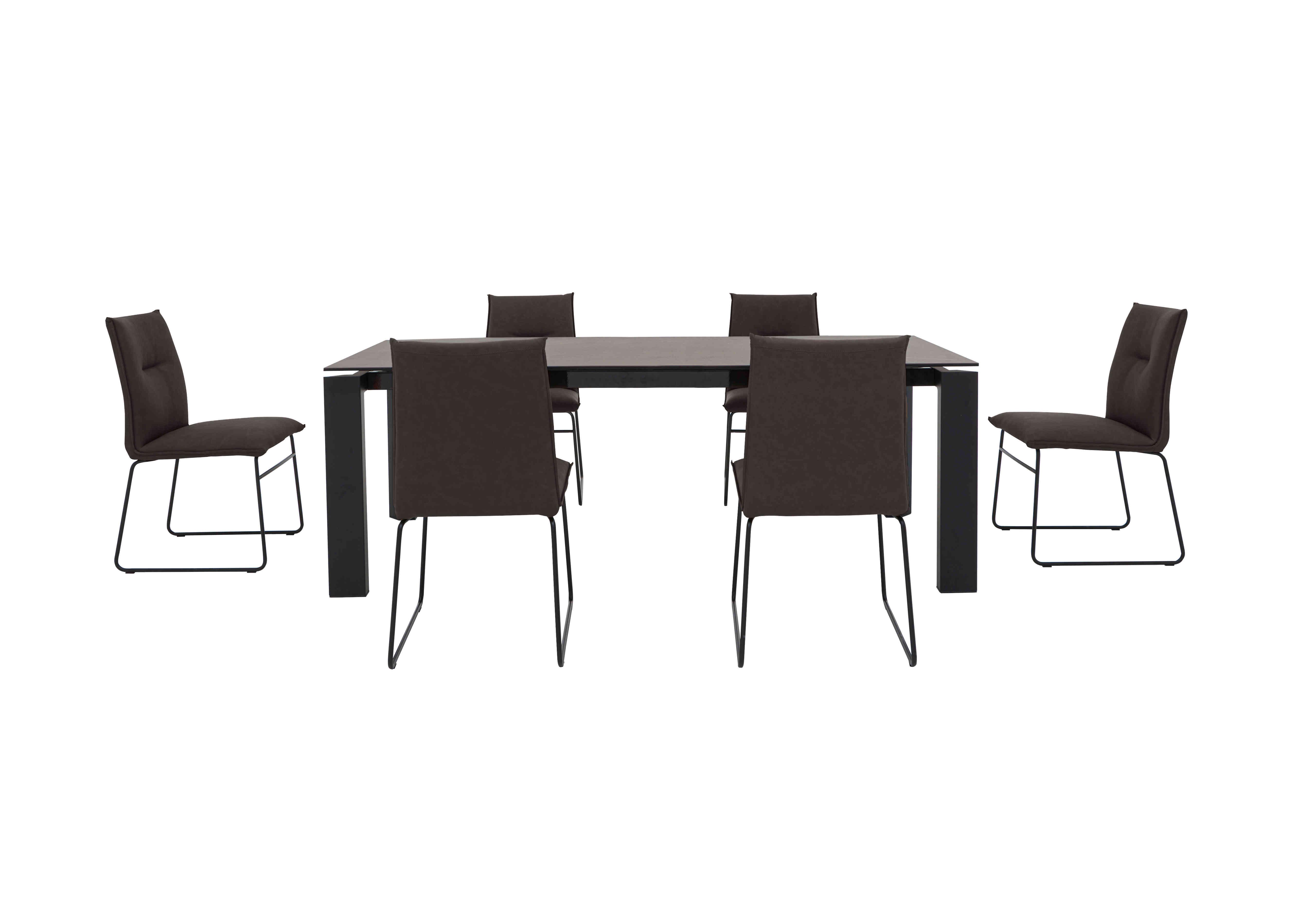 Gate Extra Large Extending Dining Table and 6 Maya Ski Leg Faux Leather Dining Chairs in Ebony on Furniture Village