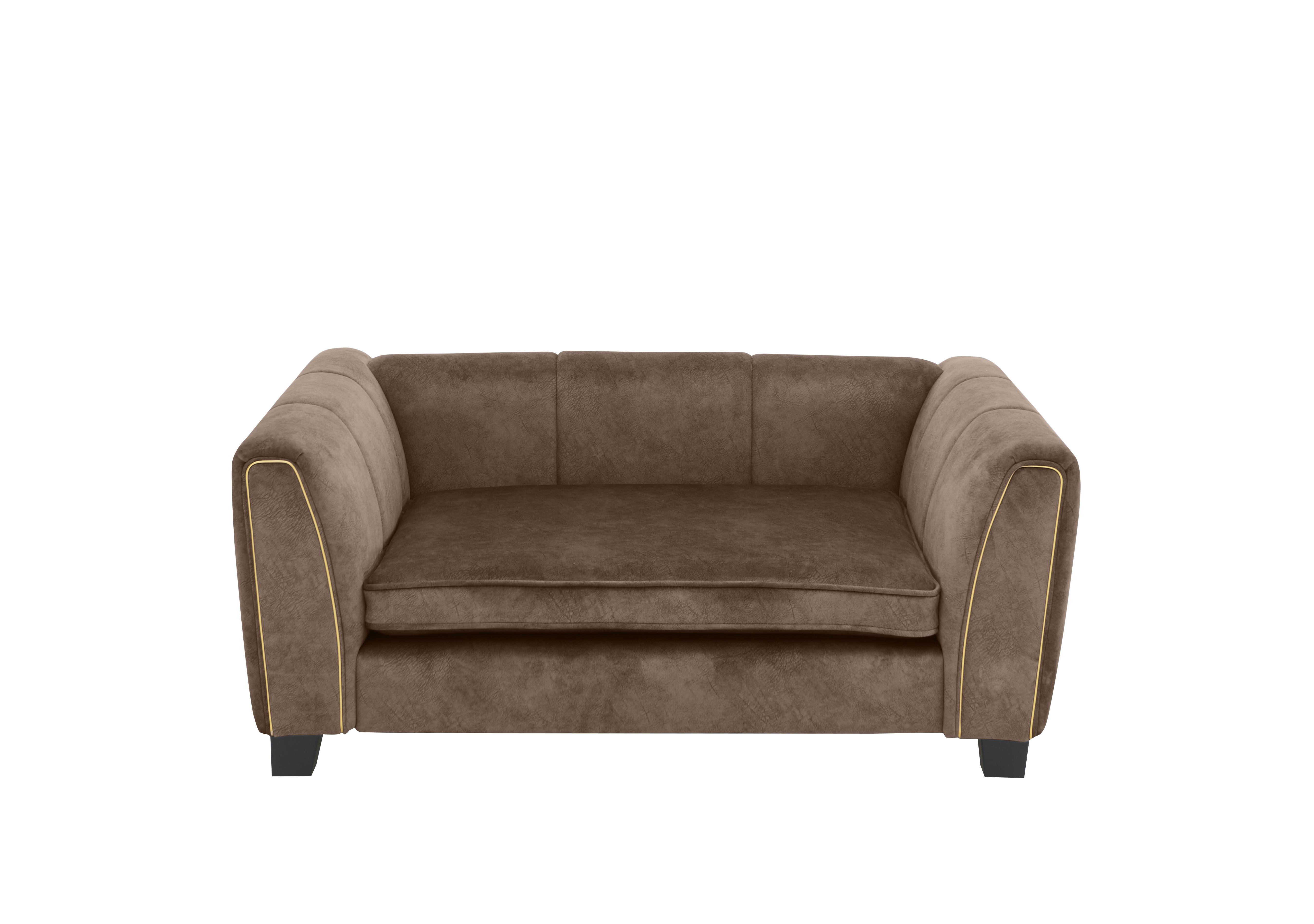 Ariana Fabric Pet Bed in Dapple Chocolate Brass Insert on Furniture Village