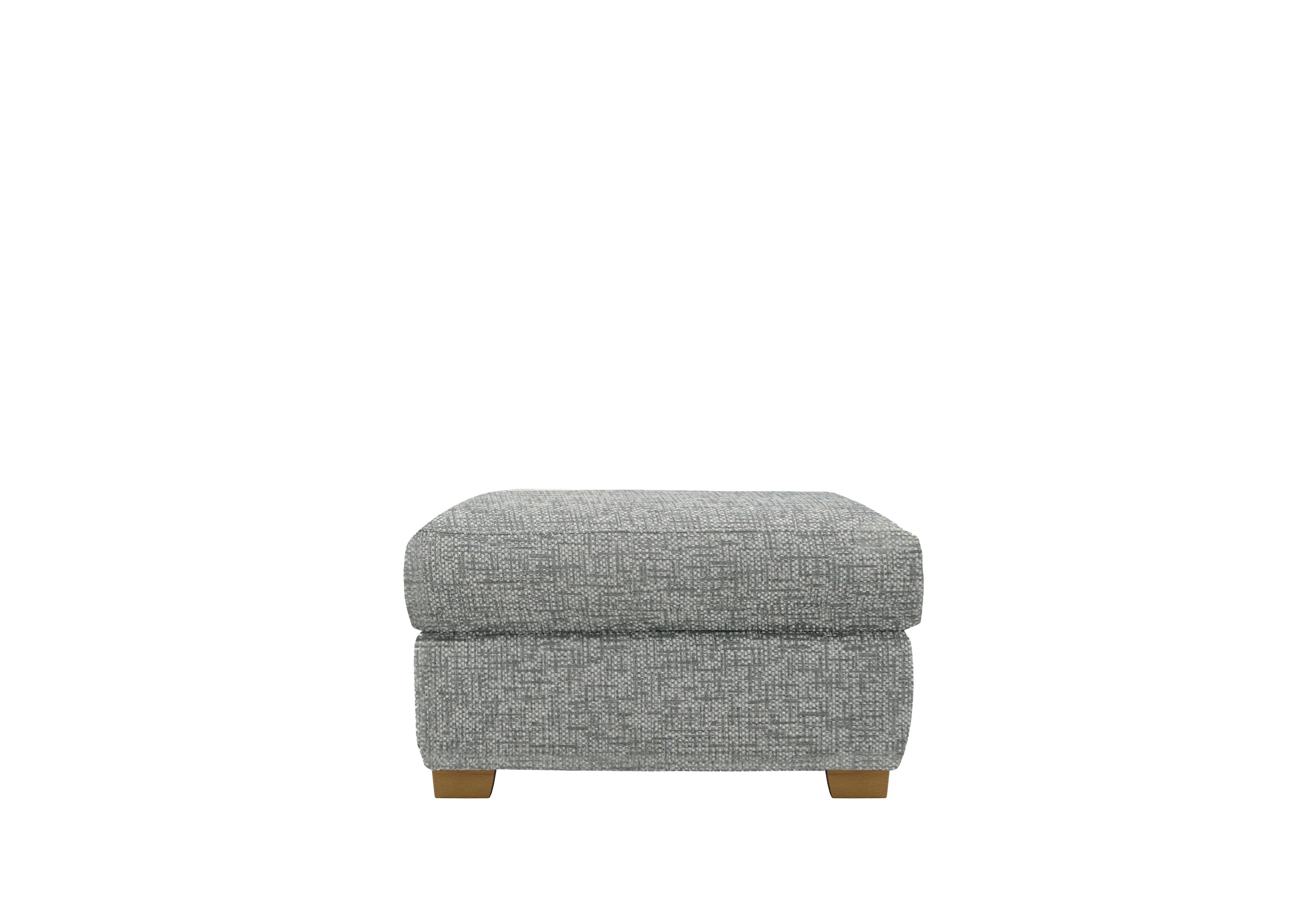 Seattle Fabric Storage Footstool with Wooden Feet in B030 Remco Light Grey Ok on Furniture Village