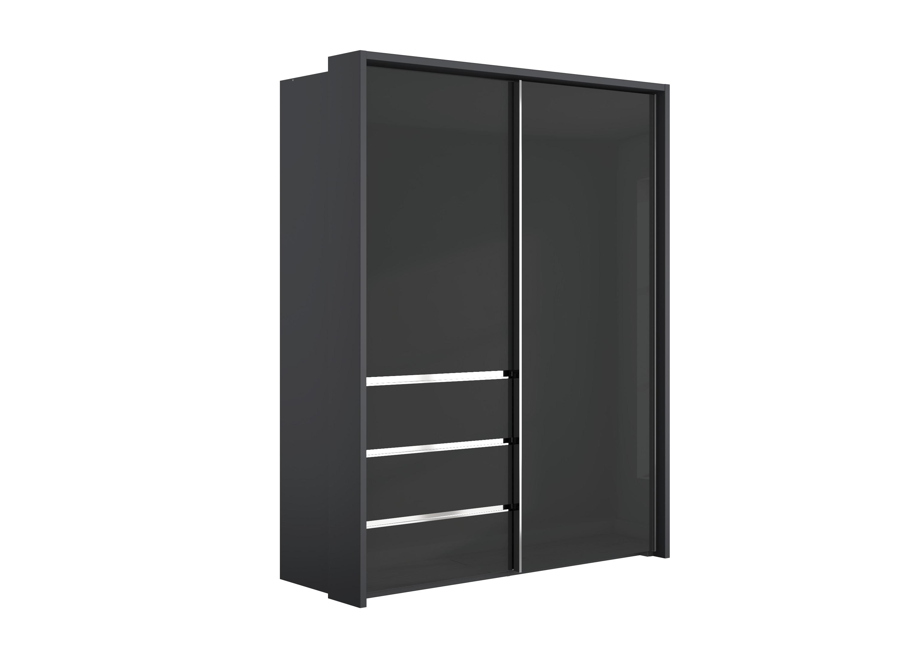 Pacifica 2 175cm 2 Door Sliding Wardrobe with 3 Drawers in Graphite/Glass Graphite on Furniture Village
