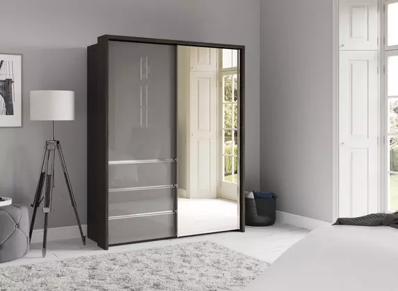 Pacifica 2 175cm 2 Door Sliding Wardrobe with 3 Drawers and Mirror Door Wiemann Furniture Village