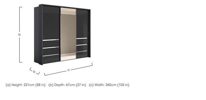 Pacifica 2 260cm 3 Door Sliding Wardrobe with Drawers at Left and Right and Centre Mirror Door in  on Furniture Village