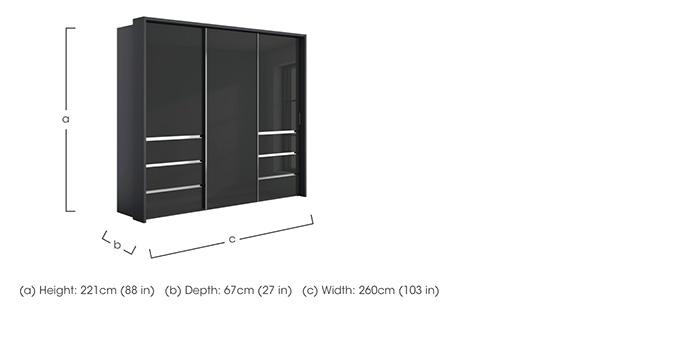 Pacifica 2 260cm 3 Door Sliding Wardrobe with Drawers at Left and Right in  on Furniture Village