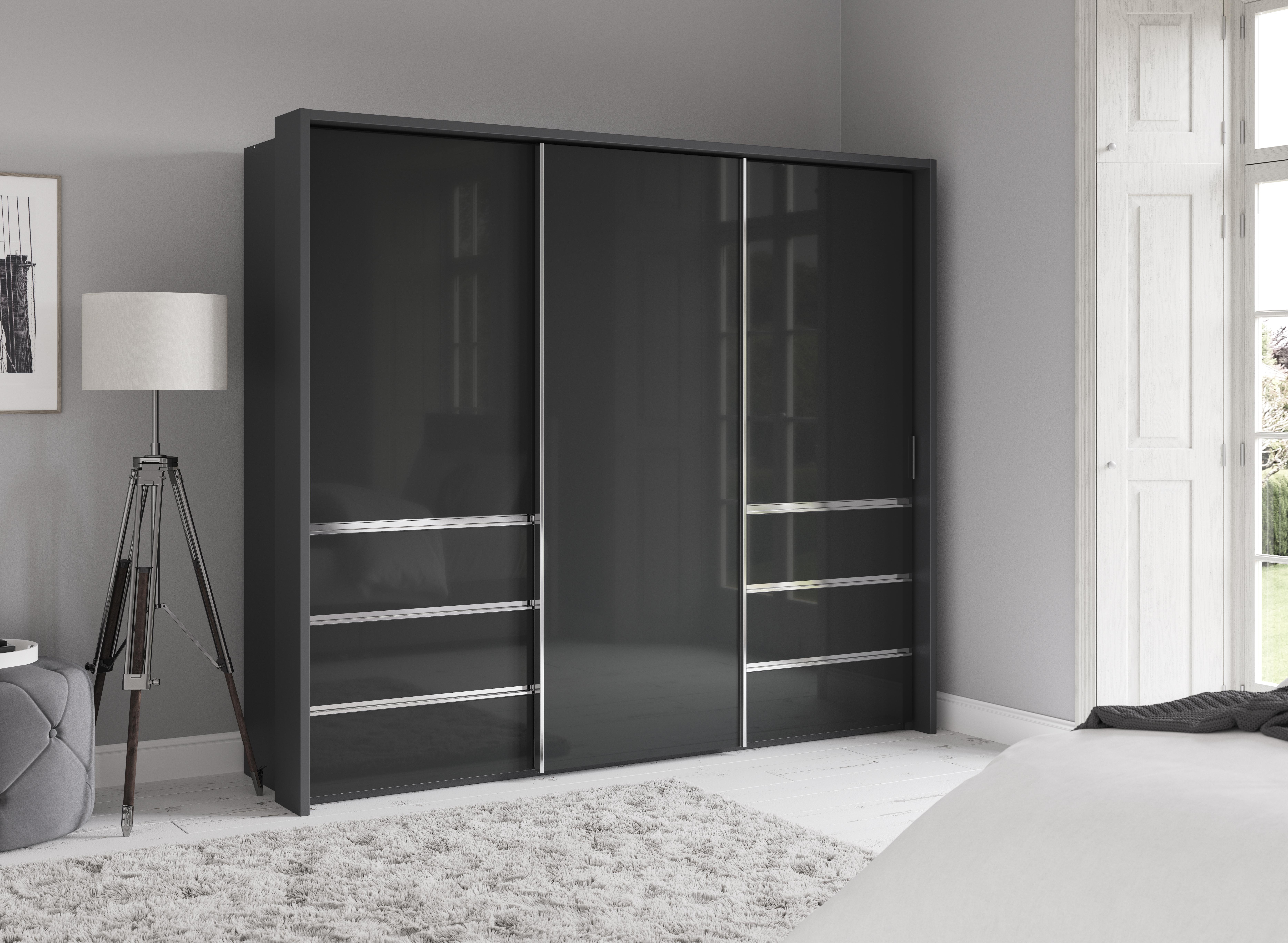 Pacifica 2 260cm 3 Door Sliding Wardrobe with Drawers at Left and Right in  on Furniture Village