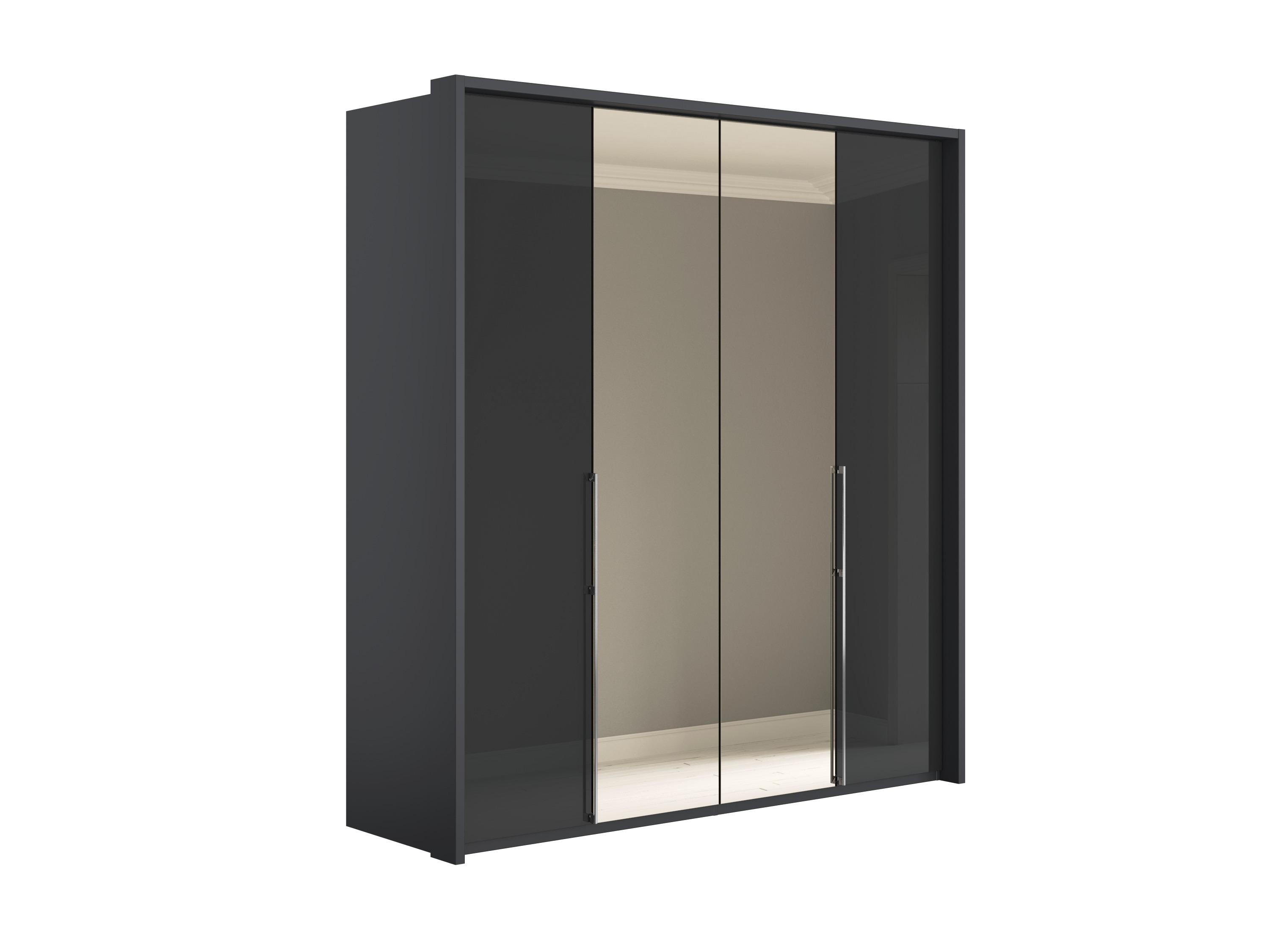 Pacifica 2 206cm 4 Door Bifold Wardrobe with 2 Mirror Doors in Graphite/Glass Graphite on Furniture Village