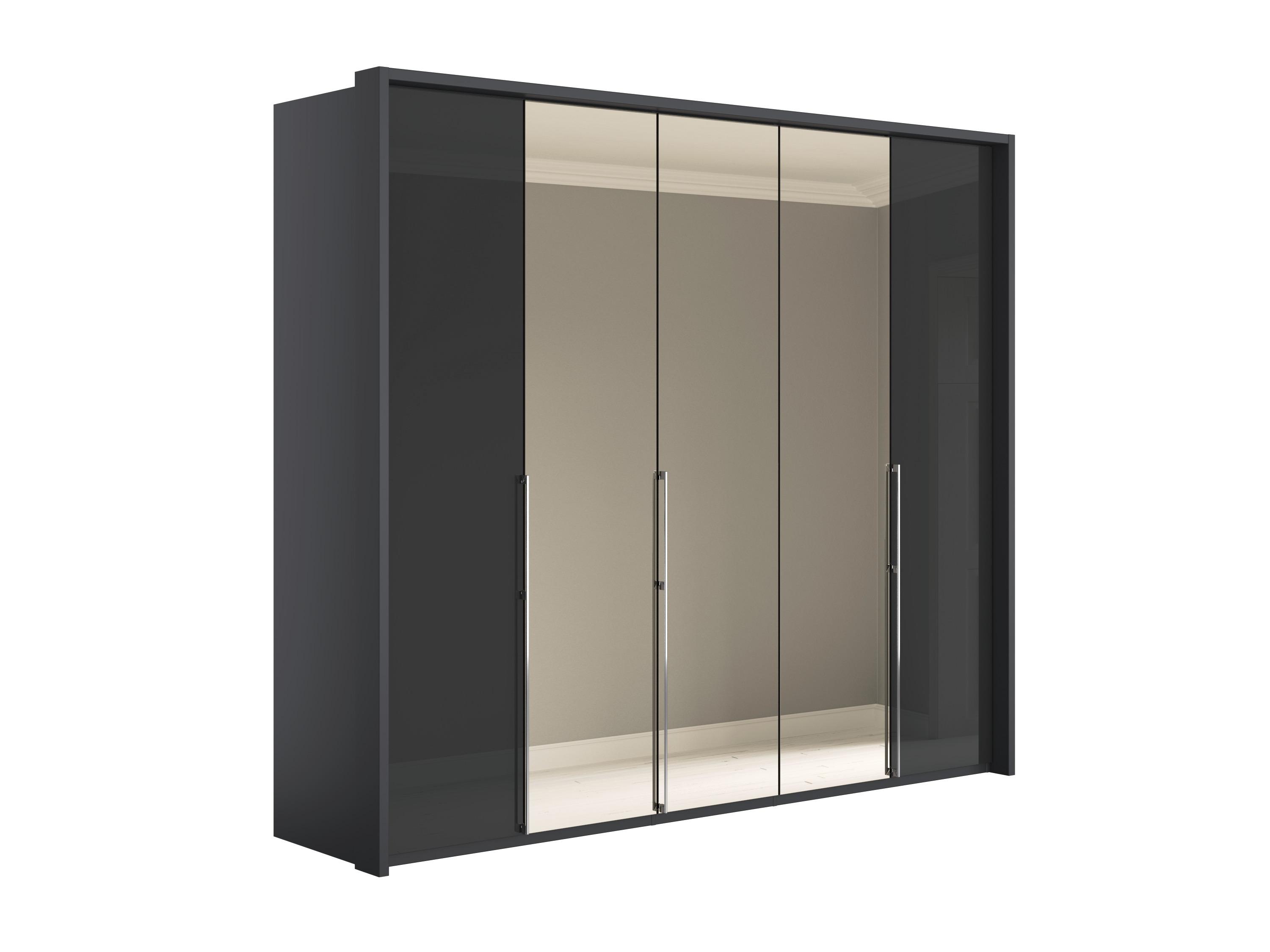 Pacifica 2 256cm 5 Door Bifold Wardrobe with 3 Mirror Doors in Graphite/Glass Graphite on Furniture Village