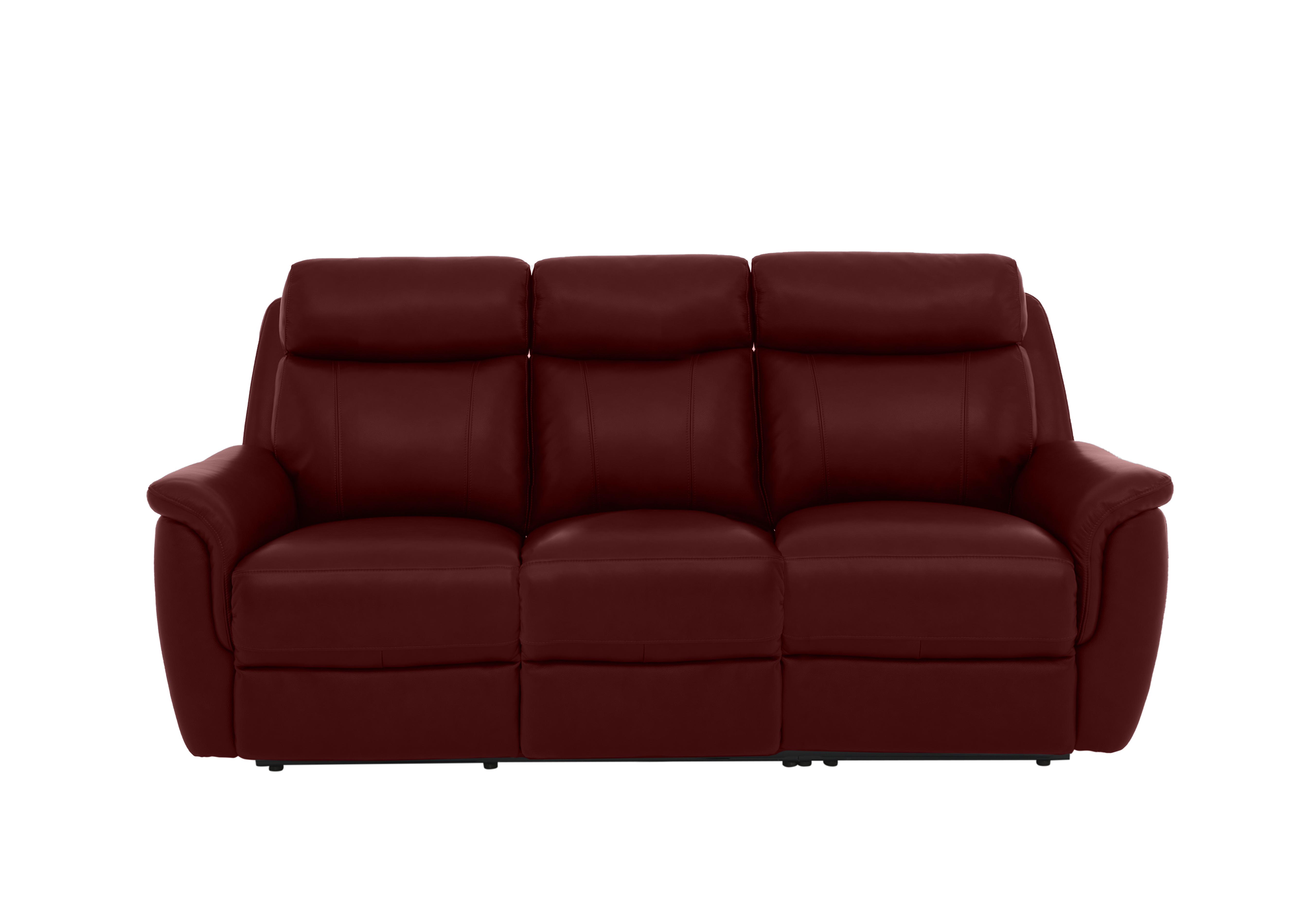 Orlando 3 Seater Leather Power Recliner Sofa with Power Headrests and Lumbar Support in 60/15 Ruby on Furniture Village