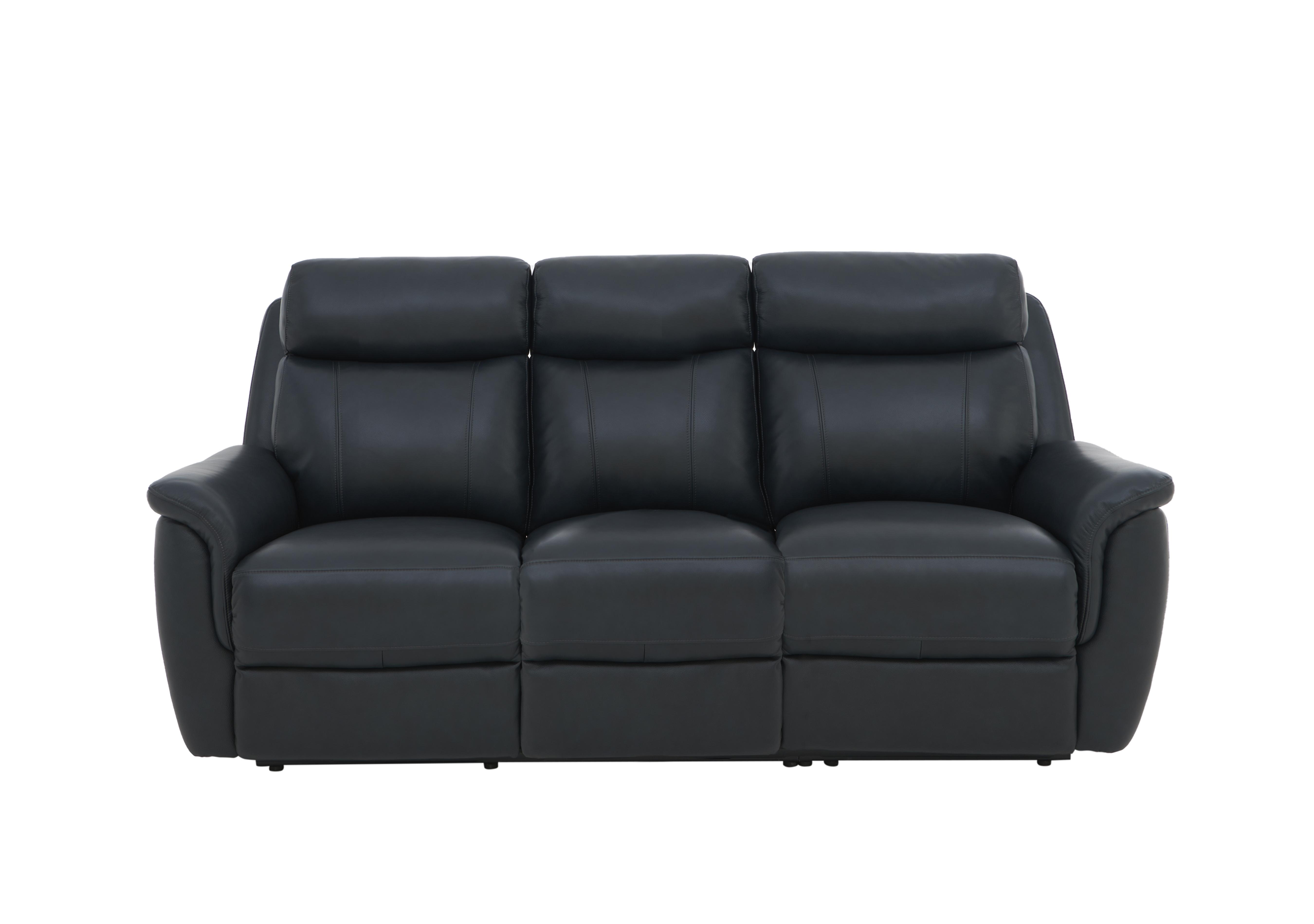 Orlando 3 Seater Leather Power Recliner Sofa with Power Headrests and Lumbar Support in 60/24 Navy on Furniture Village