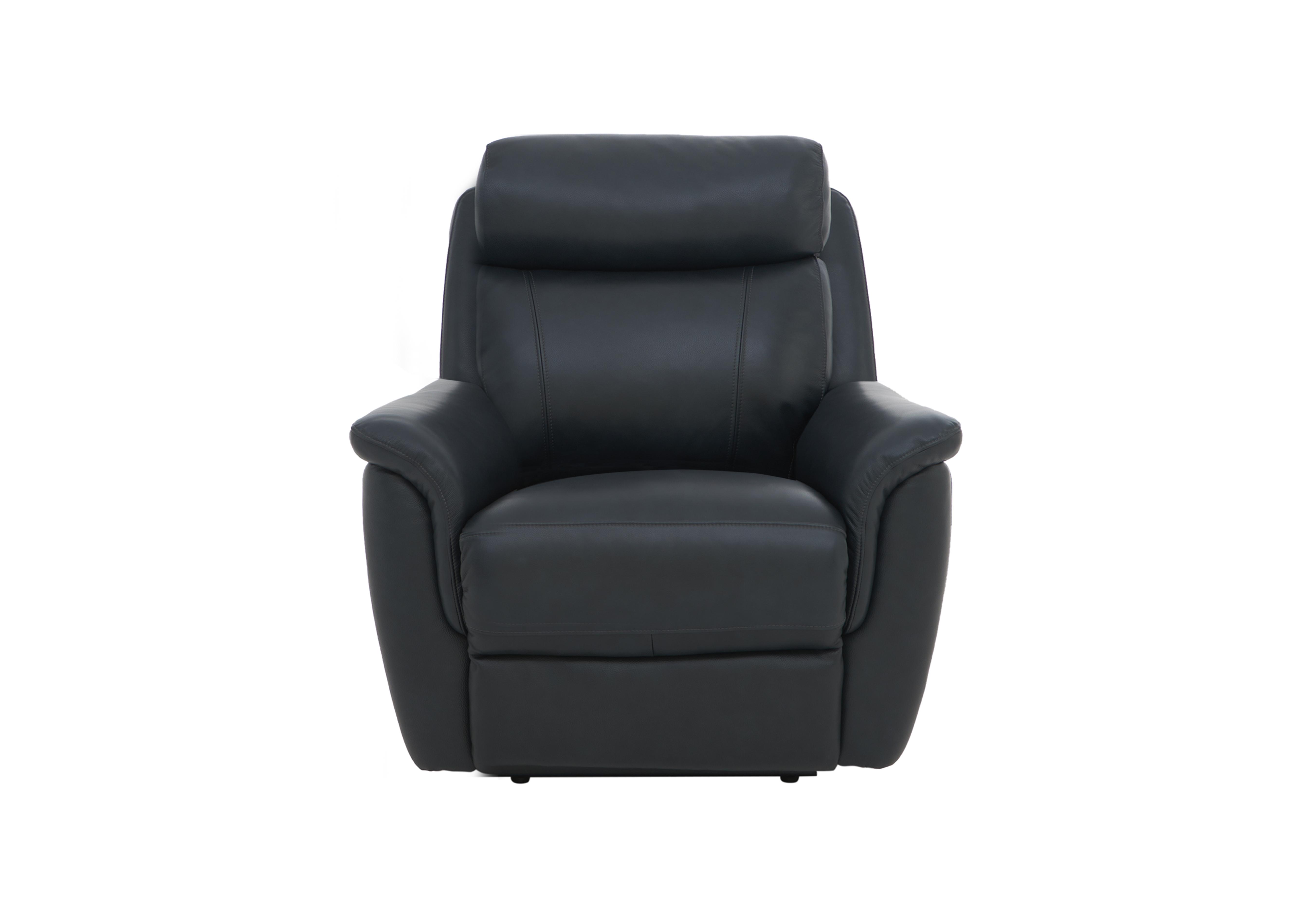 Orlando Leather Power Recliner Chair with Power Headrest and Lumbar Support in 60/24 Navy on Furniture Village