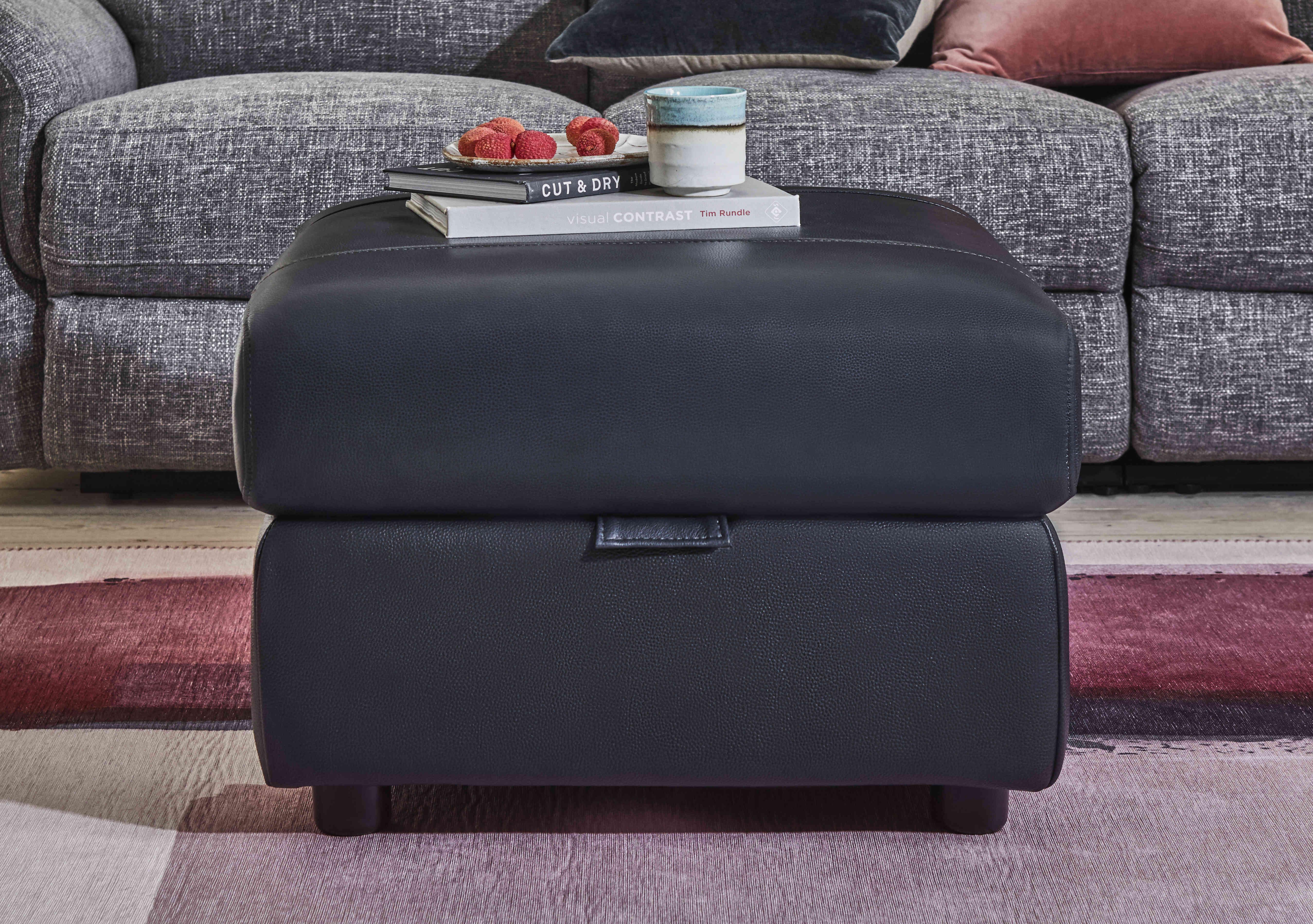 Orlando Leather Storage Footstool in  on Furniture Village