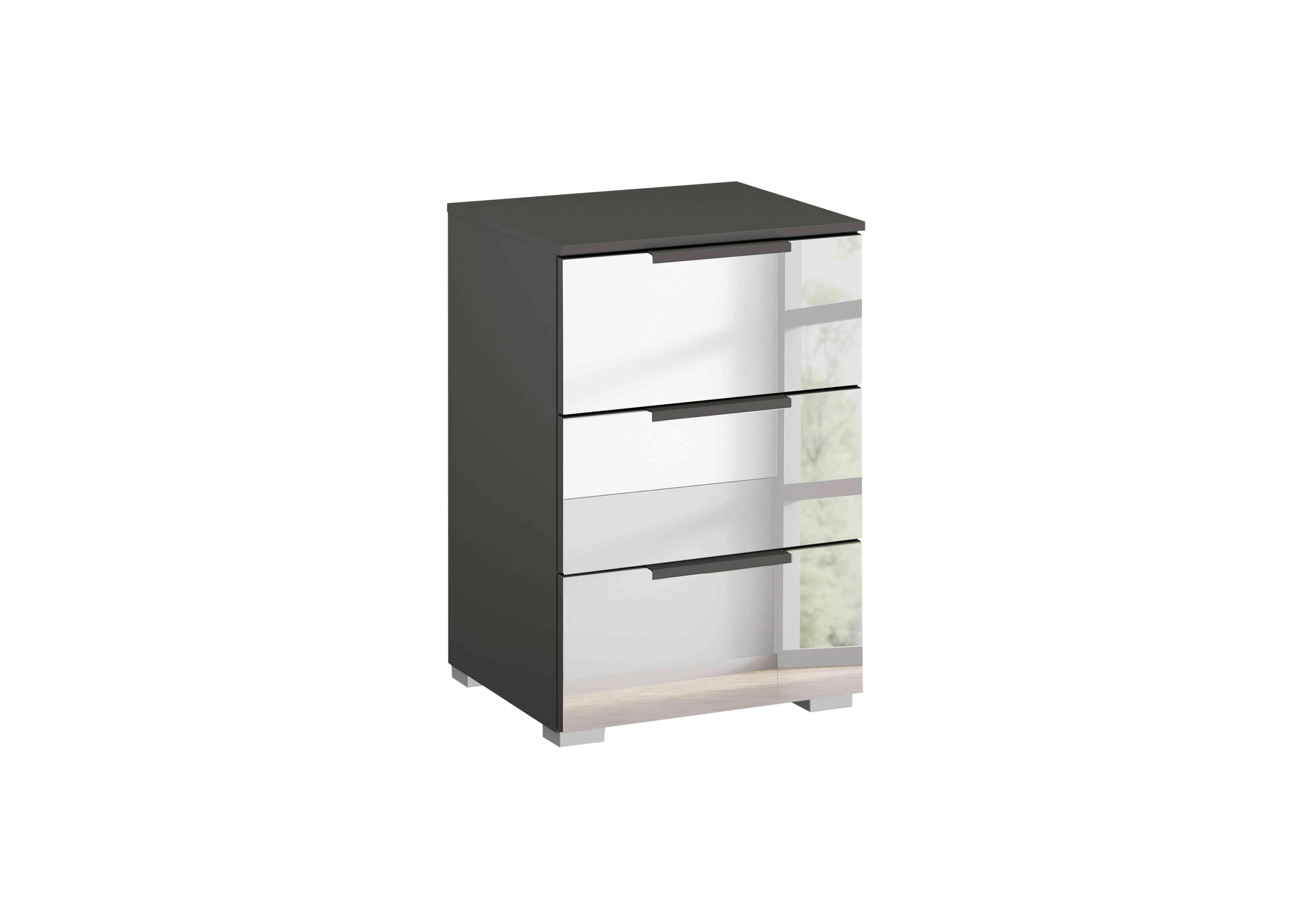 Rio 40cm 3 Drawer Bedside Cabinet in Graphite Carc/Mirror Fro on Furniture Village
