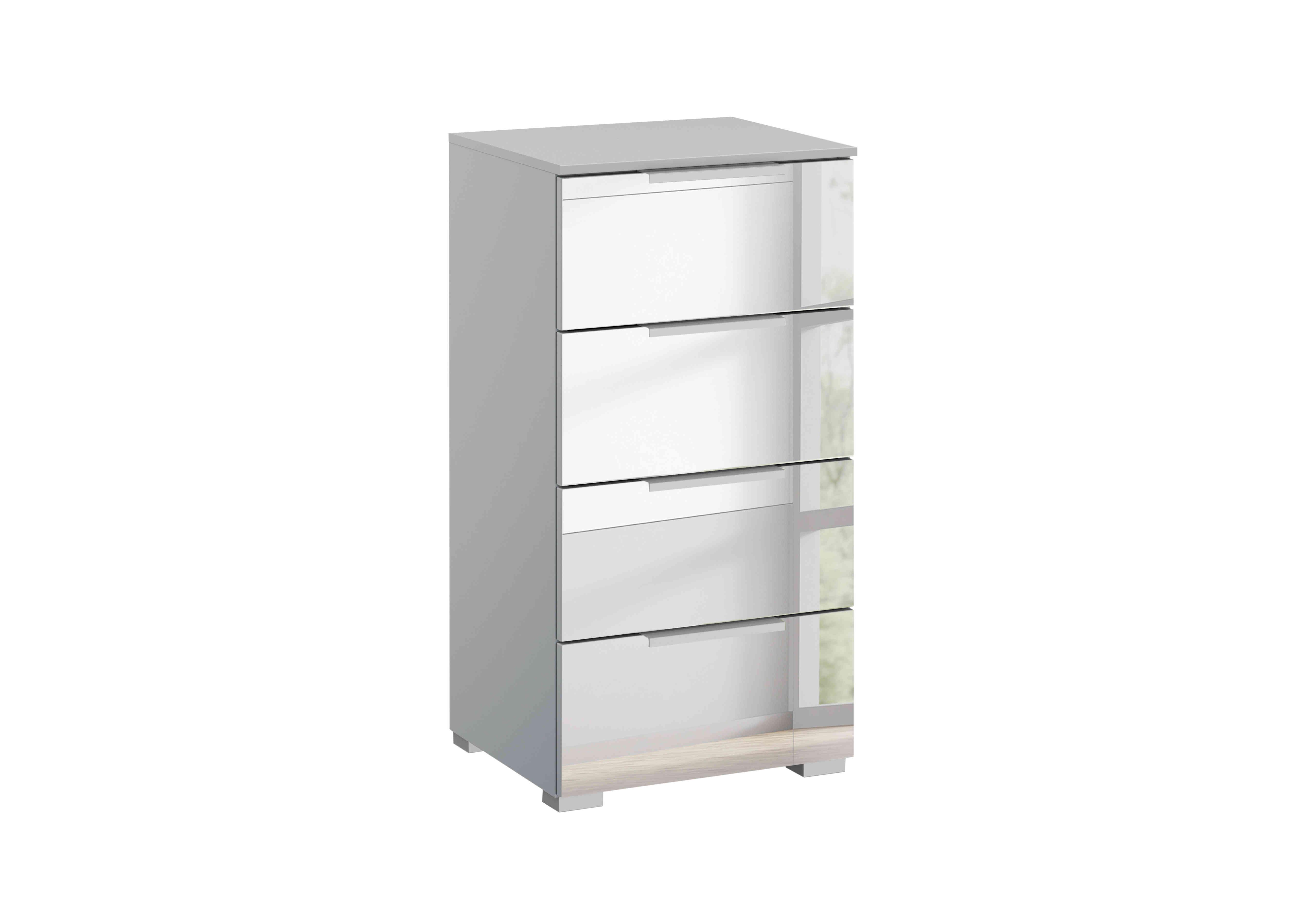 Rio 40cm 4 Drawer Chest in Silk Grey Carc/Mirror Fr on Furniture Village