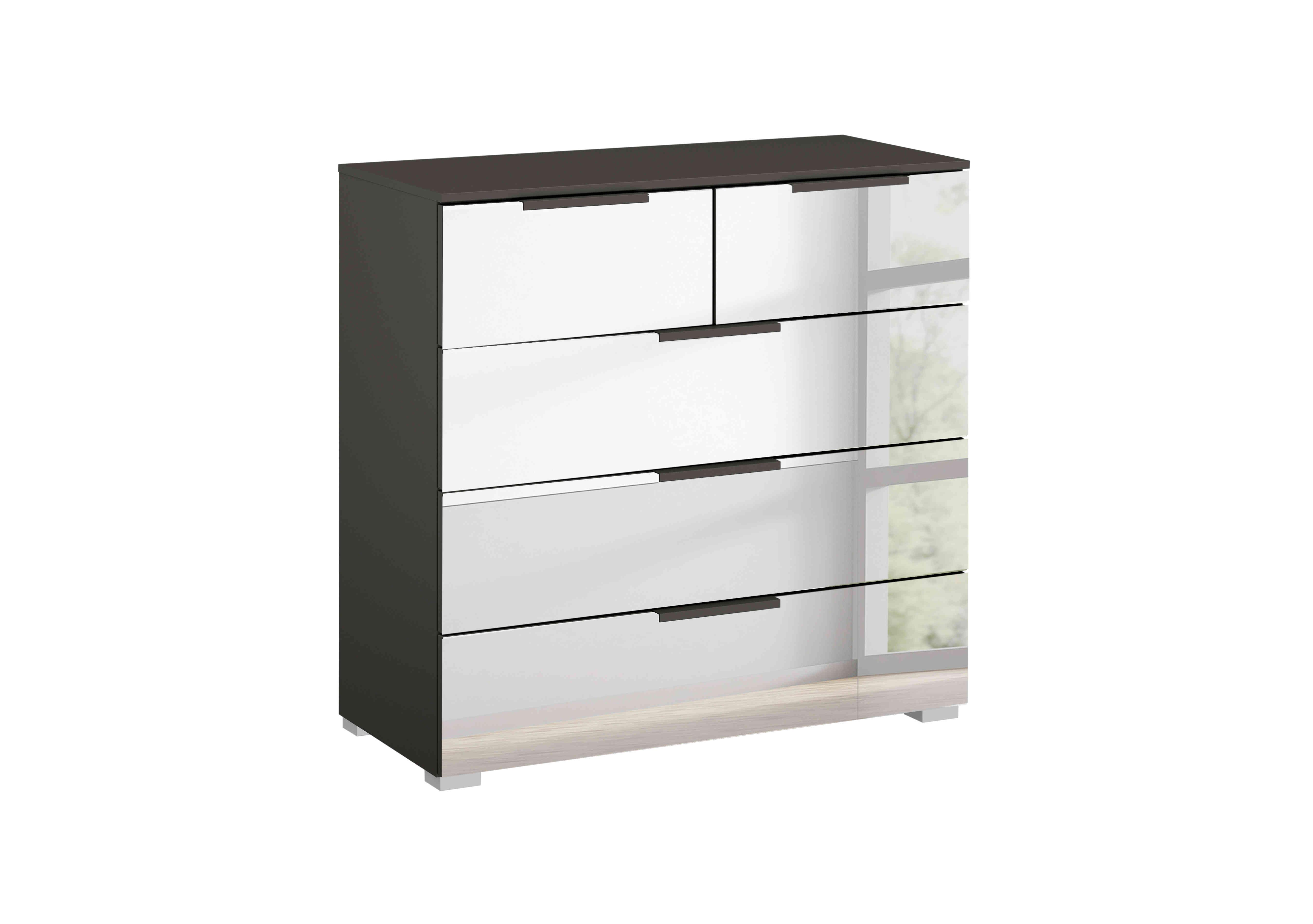 Rio 80cm 5 Drawer Chest in Graphite Carc/Mirror Fro on Furniture Village