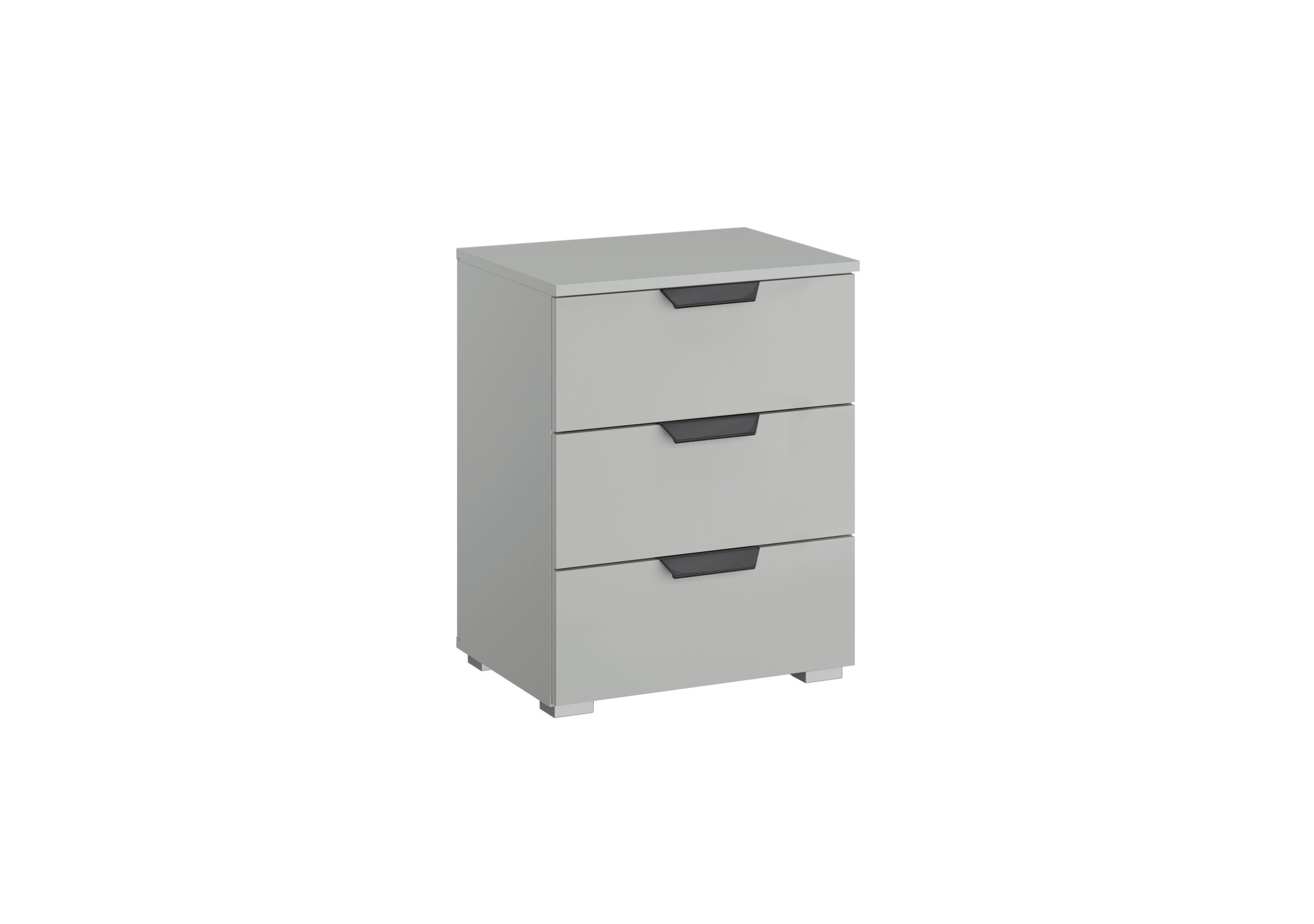 Lima 3 Drawer Bedside Cabinet with Decor Front in Aa29w Slk Grey/Slk Gry on Furniture Village