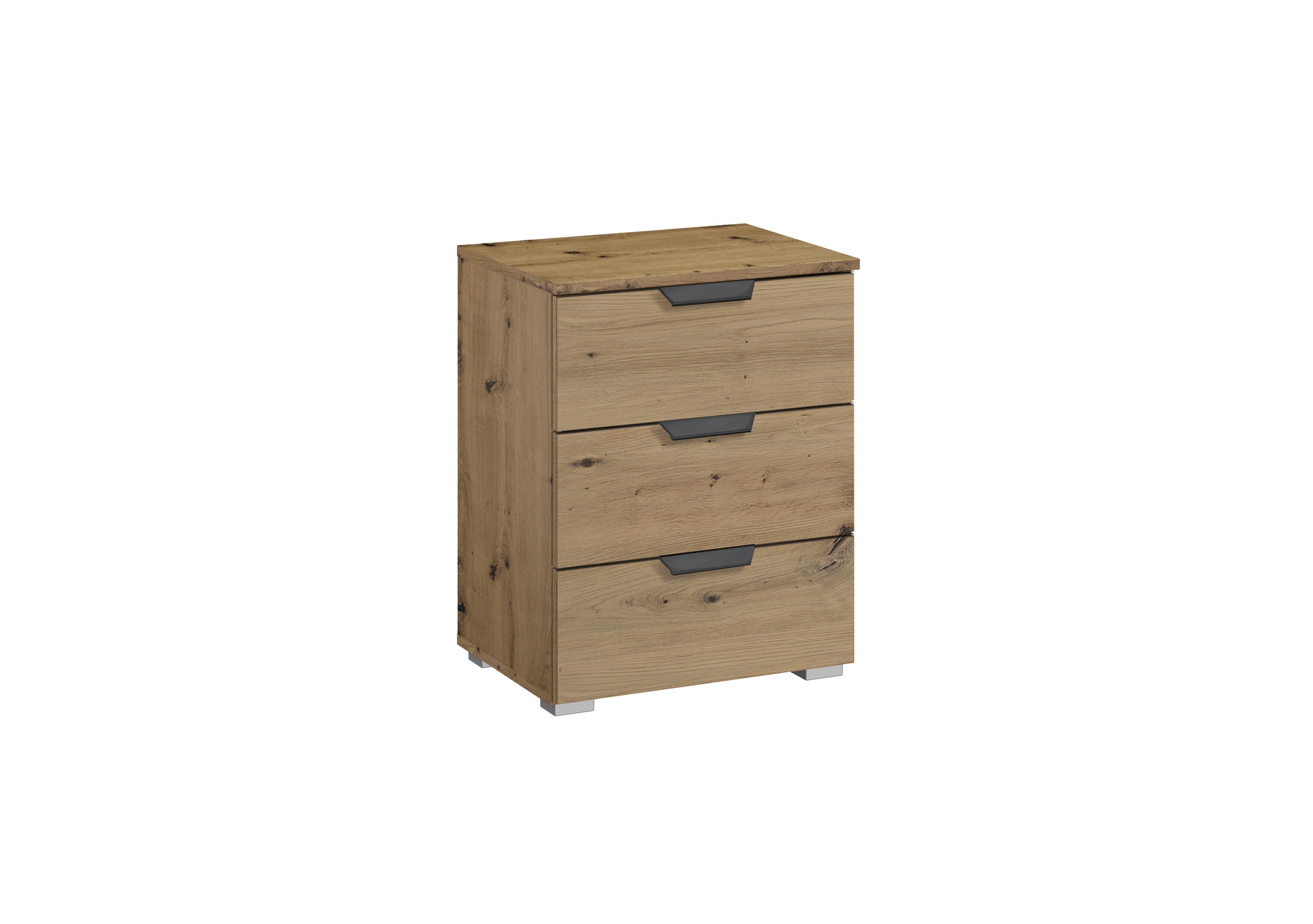 Lima 3 Drawer Bedside Cabinet with Decor Front in Ad64w Art Oak/Art Oak on Furniture Village