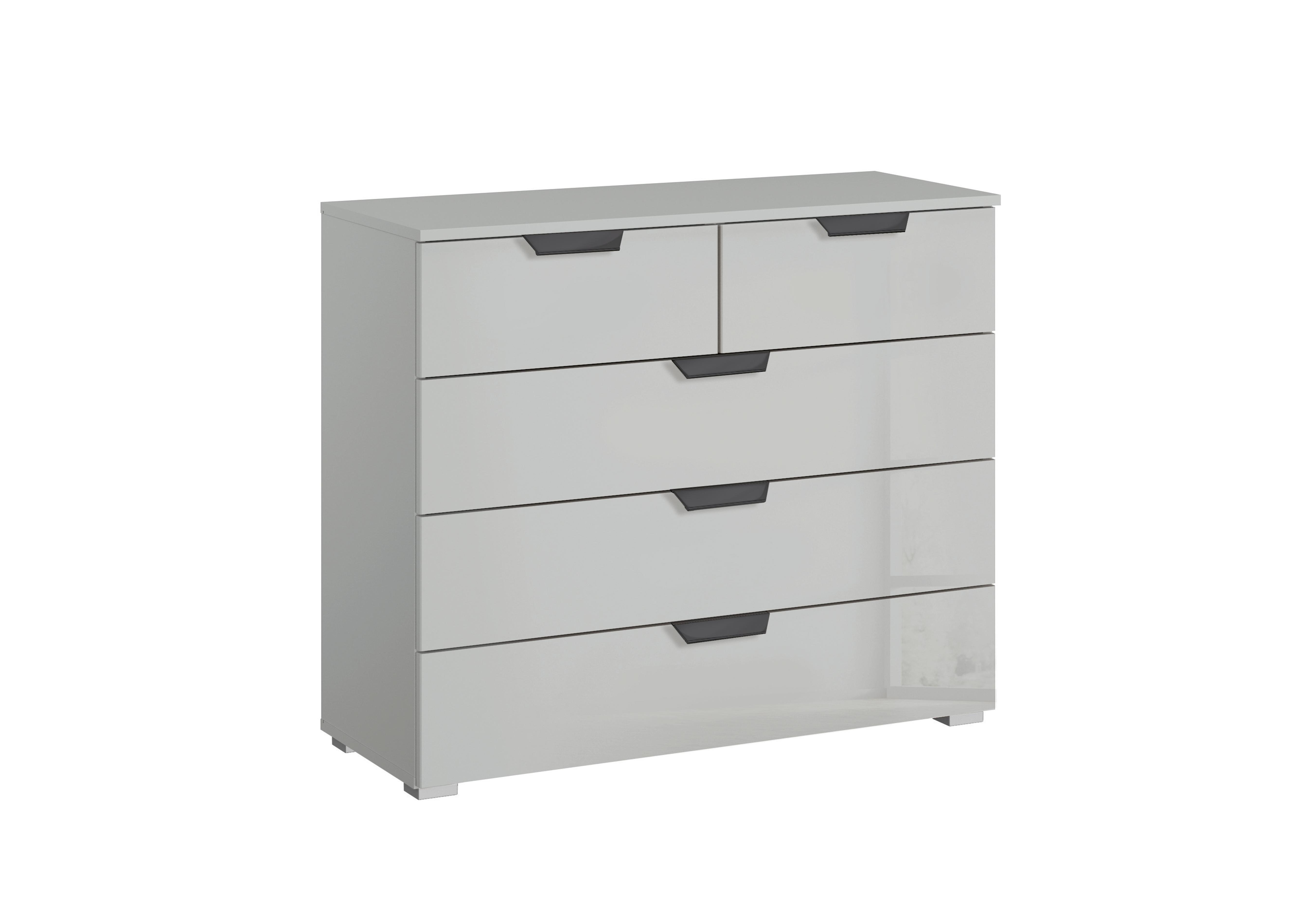 Lima 2+3 Drawer Chest with Glass Front in Aa59w Slk Gr/Slk Gr Gl on Furniture Village