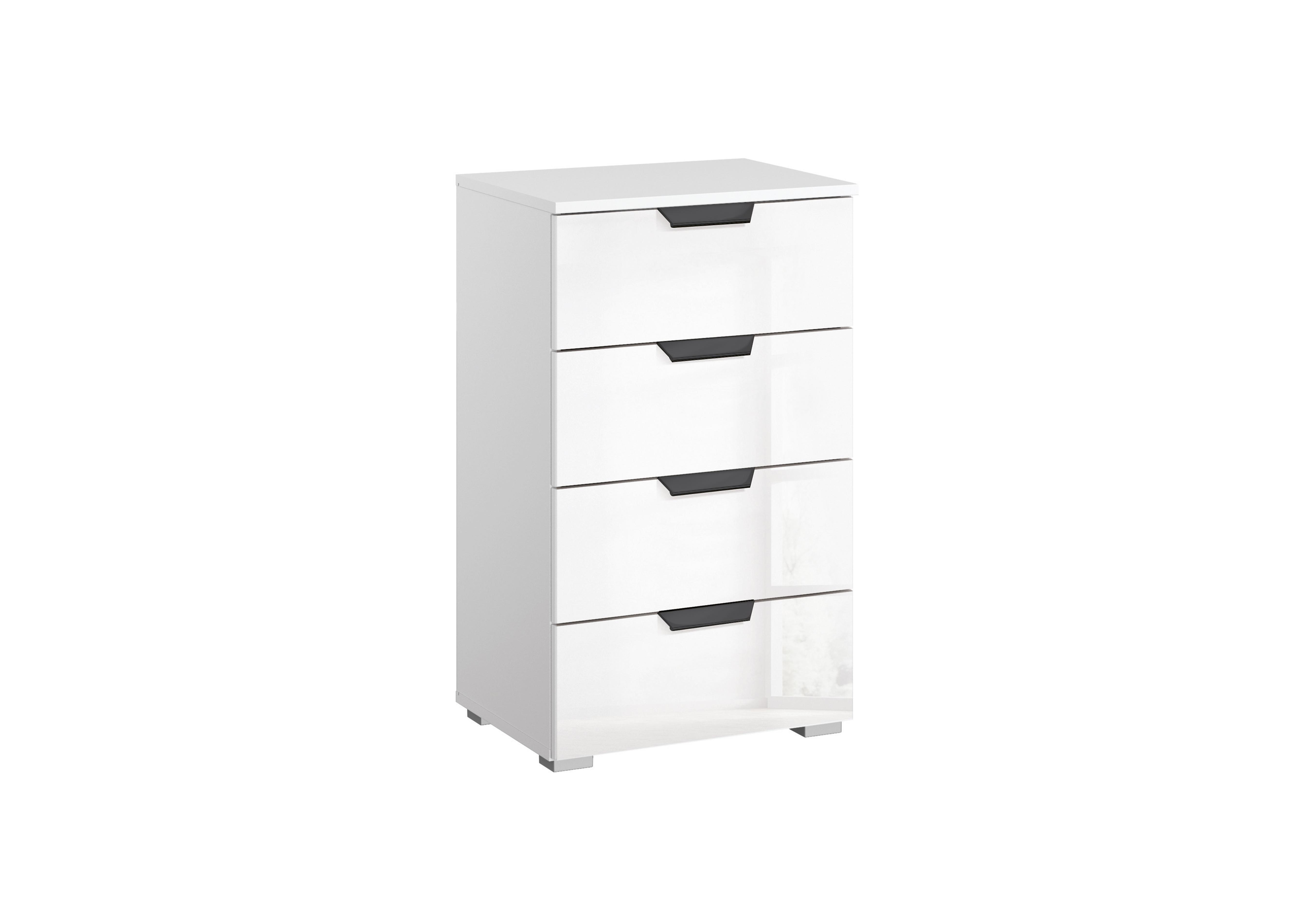 Lima 4 Drawer Chest with Glass Front in A990w Alp Wht/Wht Gls on Furniture Village